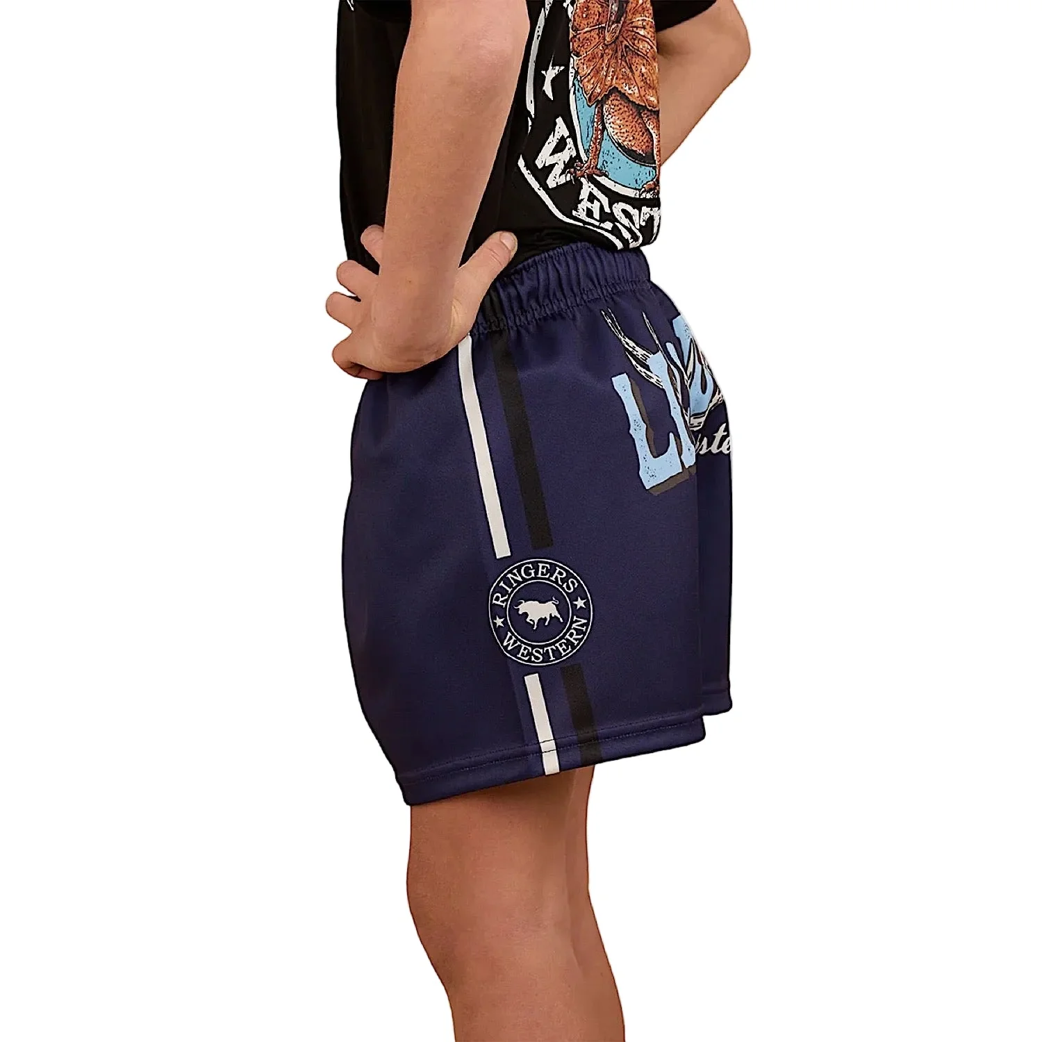 Ringers Western Kid's Lil Buck Footy Short - Navy - Image 4