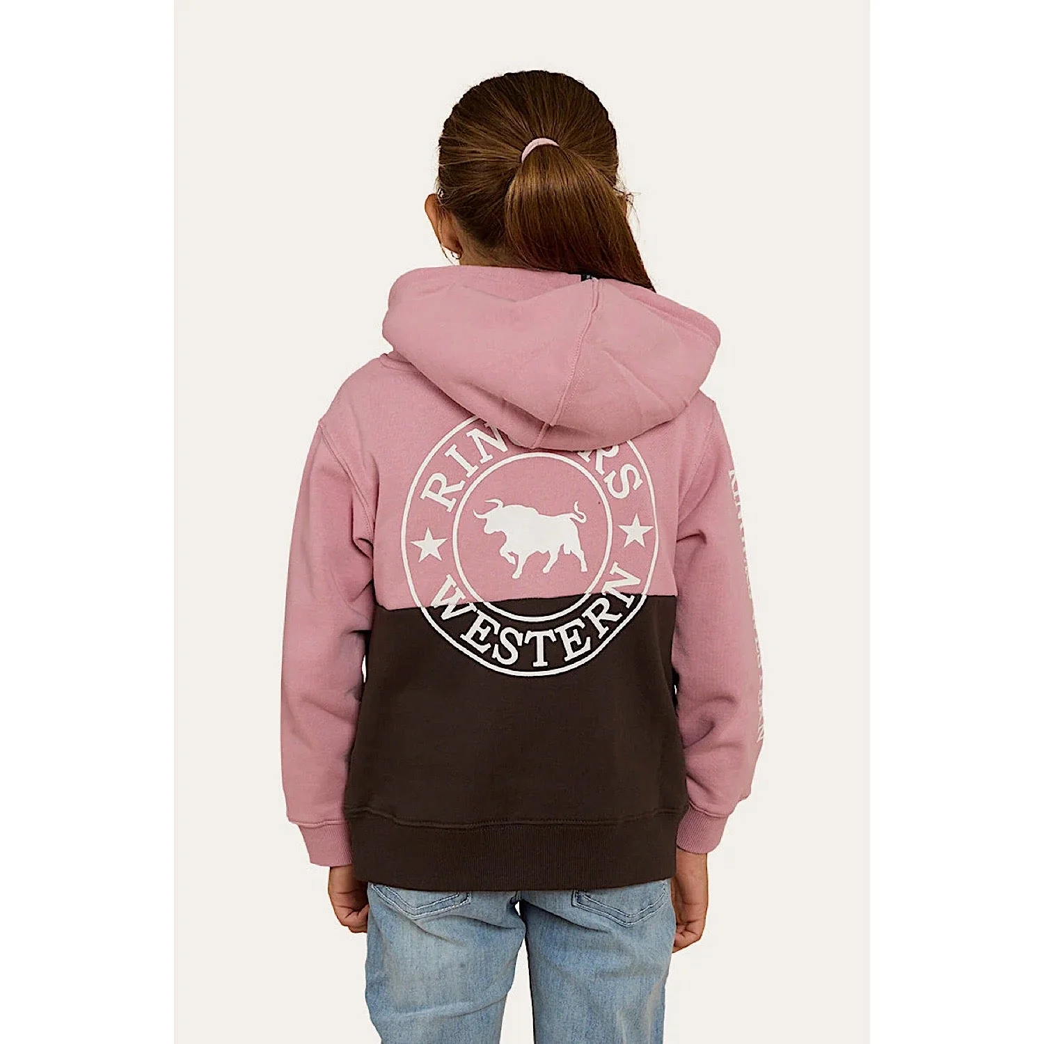 Ringers Western Kid's Oakey Hoodie - Rosey/Charcoal - Image 2