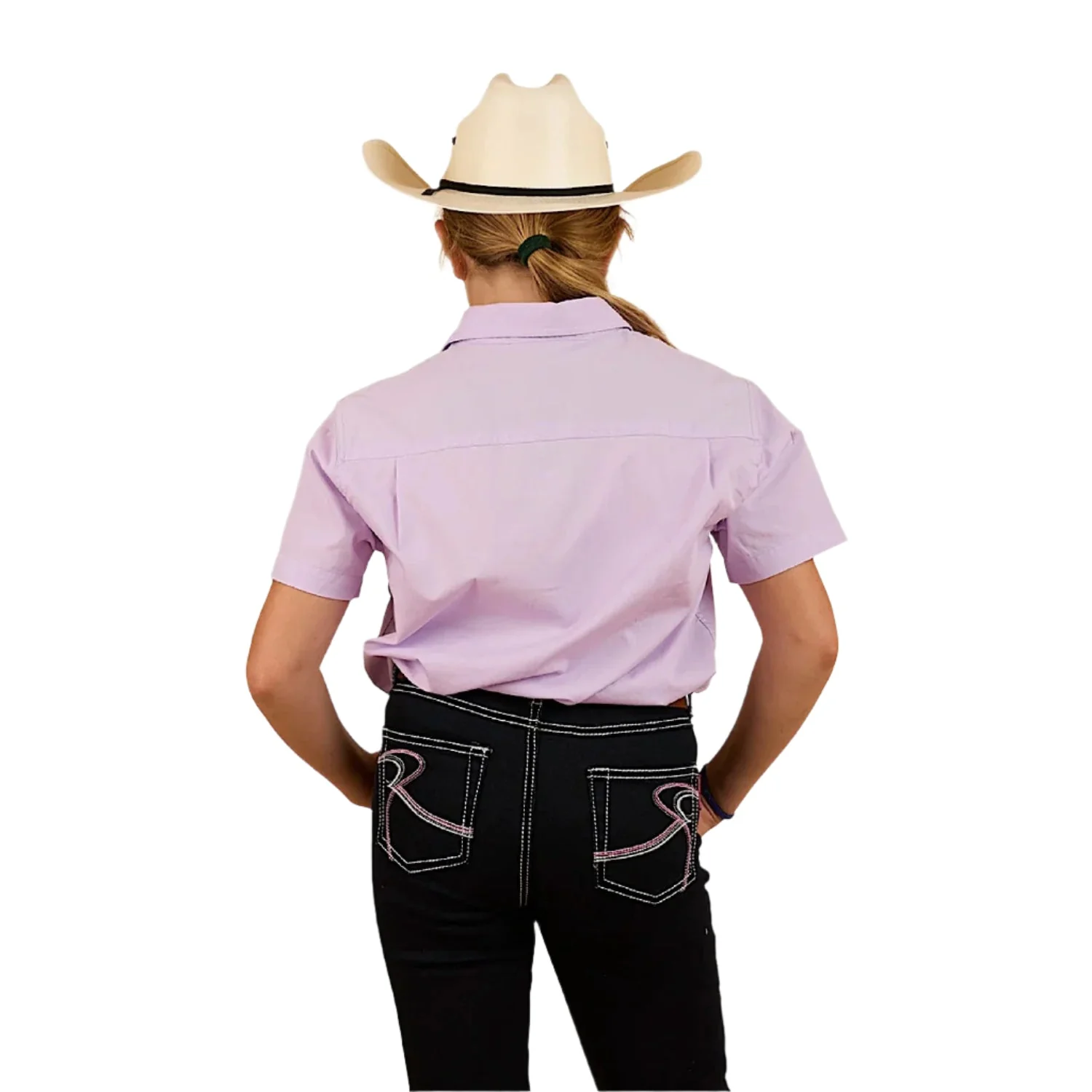 Ringers Western Kid's Ord River Half Button Short Sleeve Shirt - Lavender - Image 2