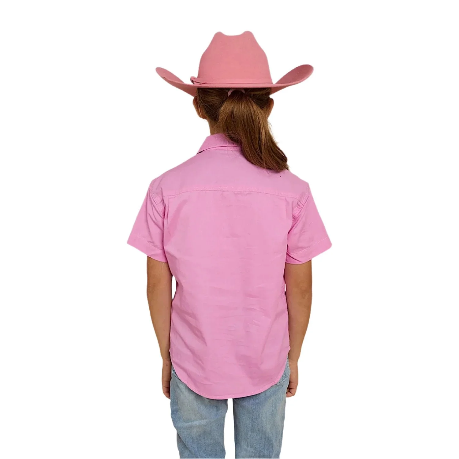 Ringers Western Kid's Ord River Half Button Short Sleeve Shirt - Pastel Pink - Image 2
