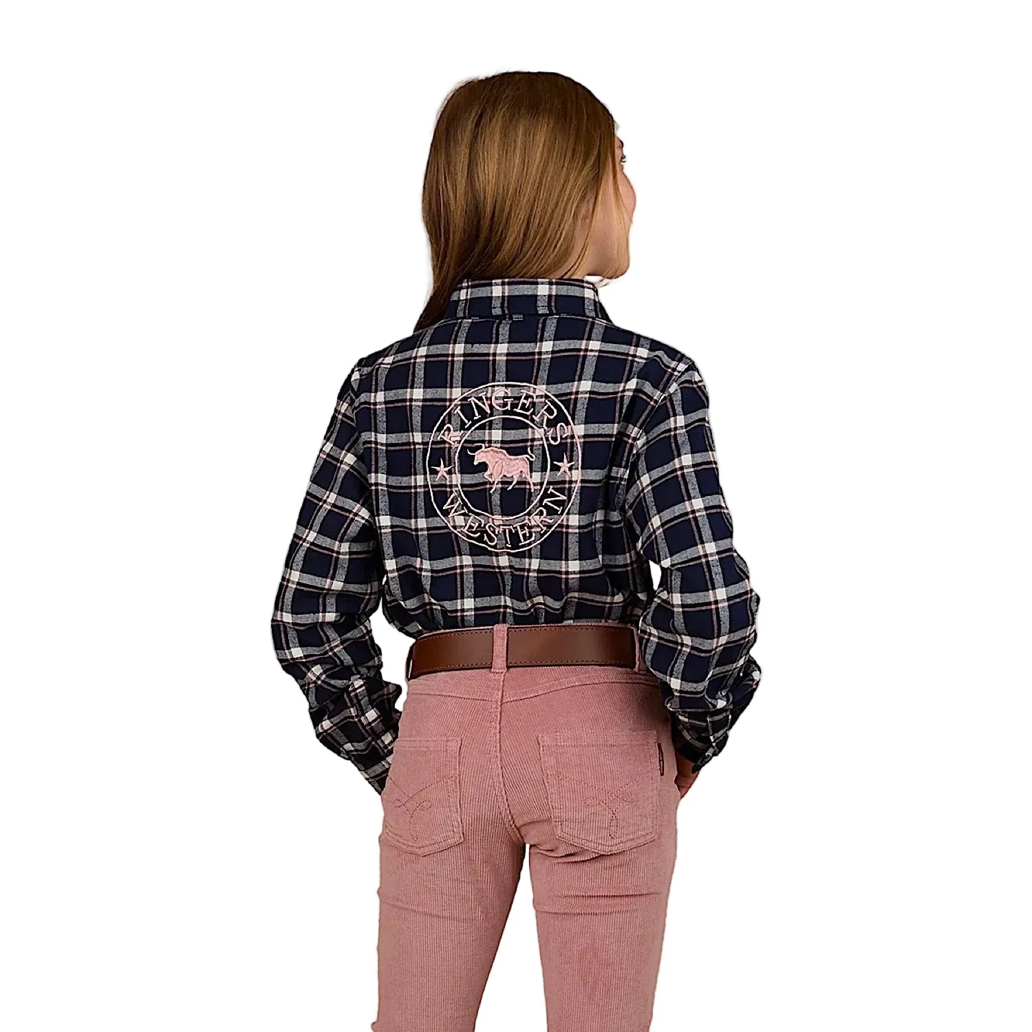 Ringers Western Kid's Rory Flannel Shirt - Navy/Pink - Image 3