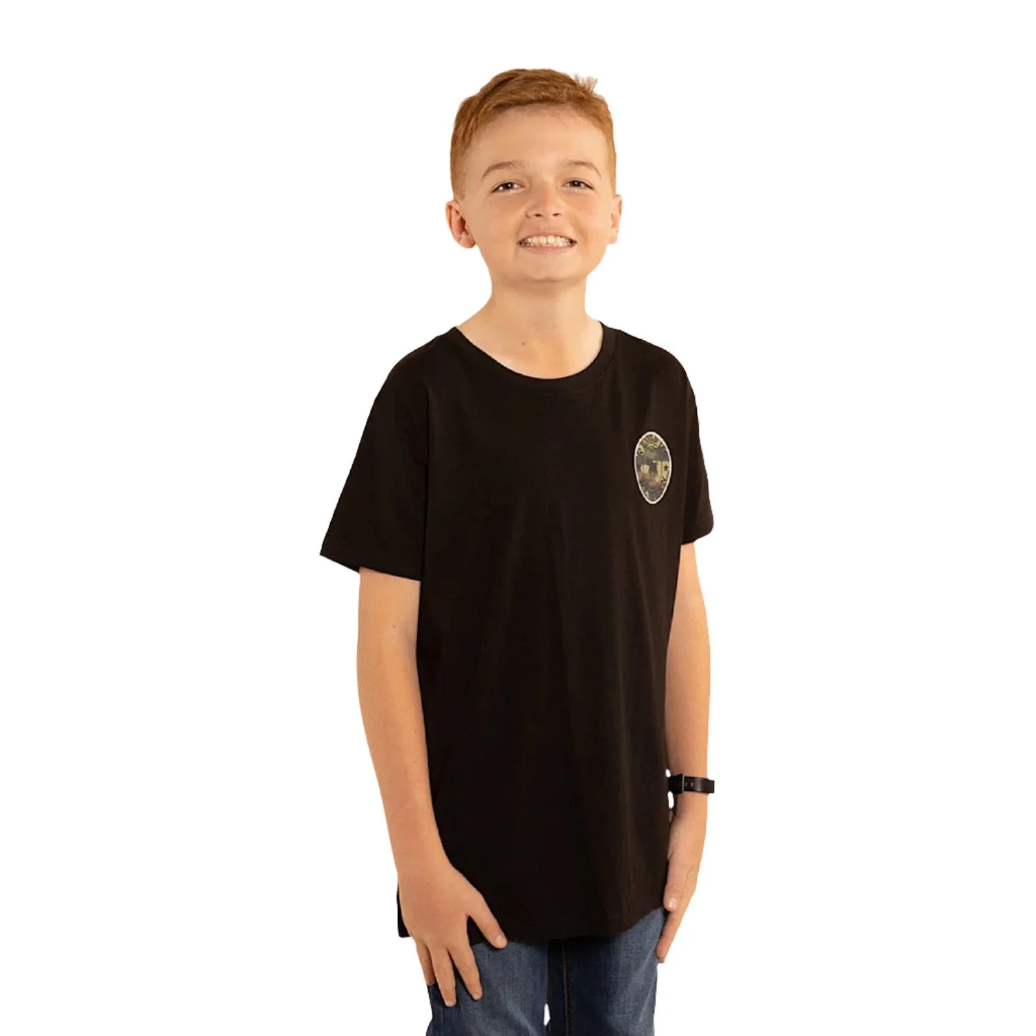 Ringers Western Kid's Signature Bull Classic Fit T-Shirt - Black With Camo Print - Image 4