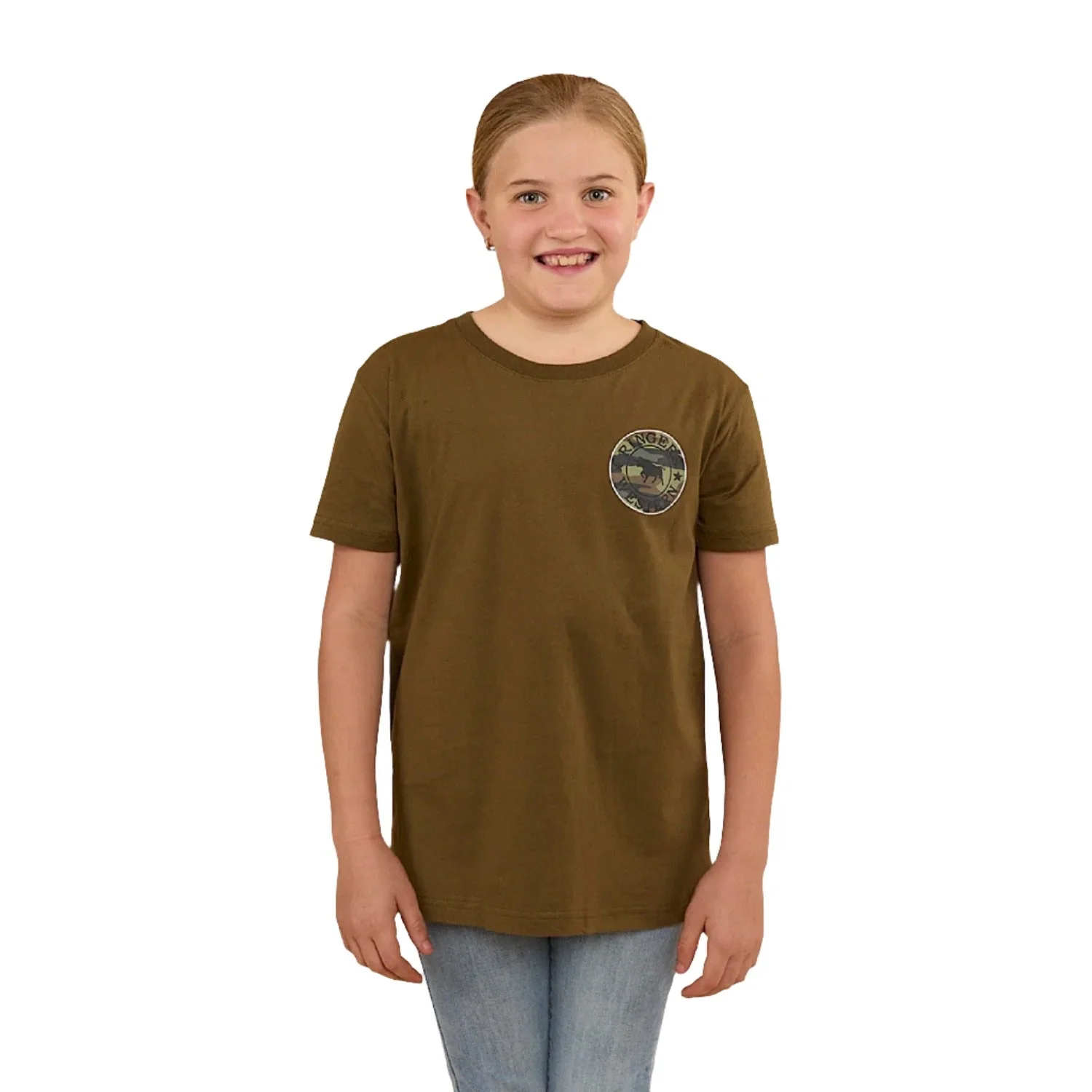 Ringers Western Kid's Signature Bull Classic Fit T-Shirt - Military Green / Camo - Image 2