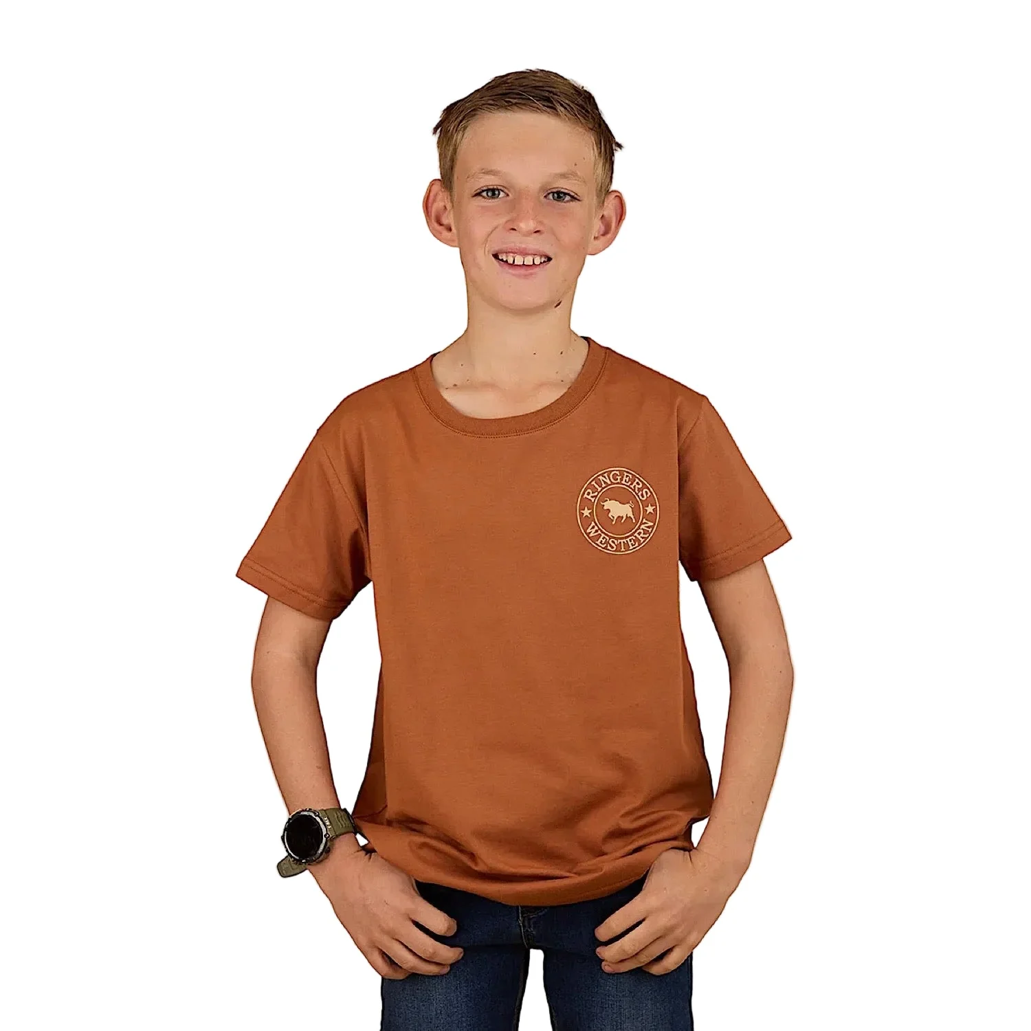 Ringers Western Kid's Signature Bull Classic Fit T-Shirt - Tobacco/Dark Sand