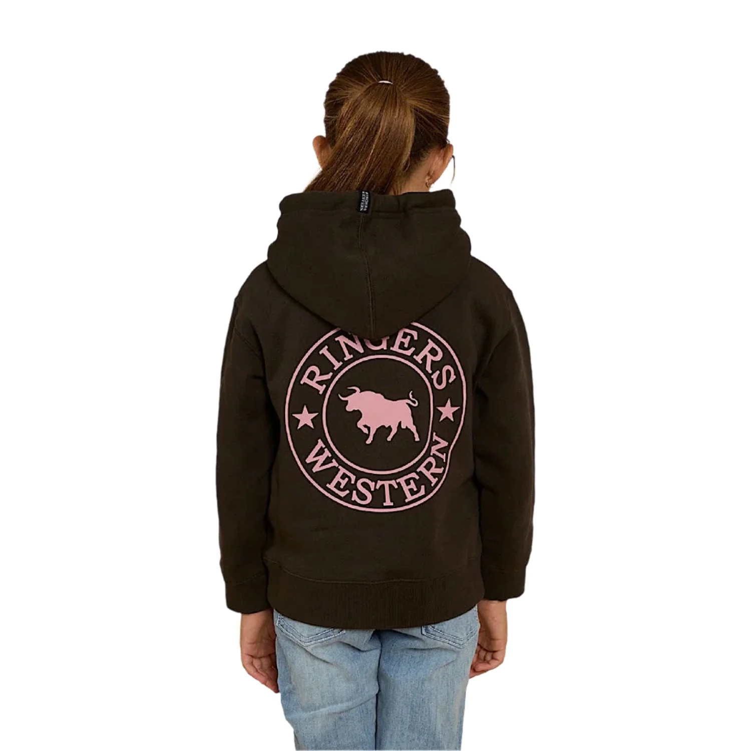 Ringers Western Kid's Signature Bull Hoodie - Charcoal / Rosey - Image 3