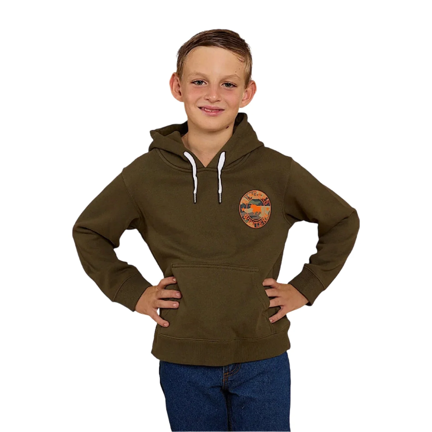 Ringers Western Kids Signature Bull Hoodie - Military Green/Camo - Image 2