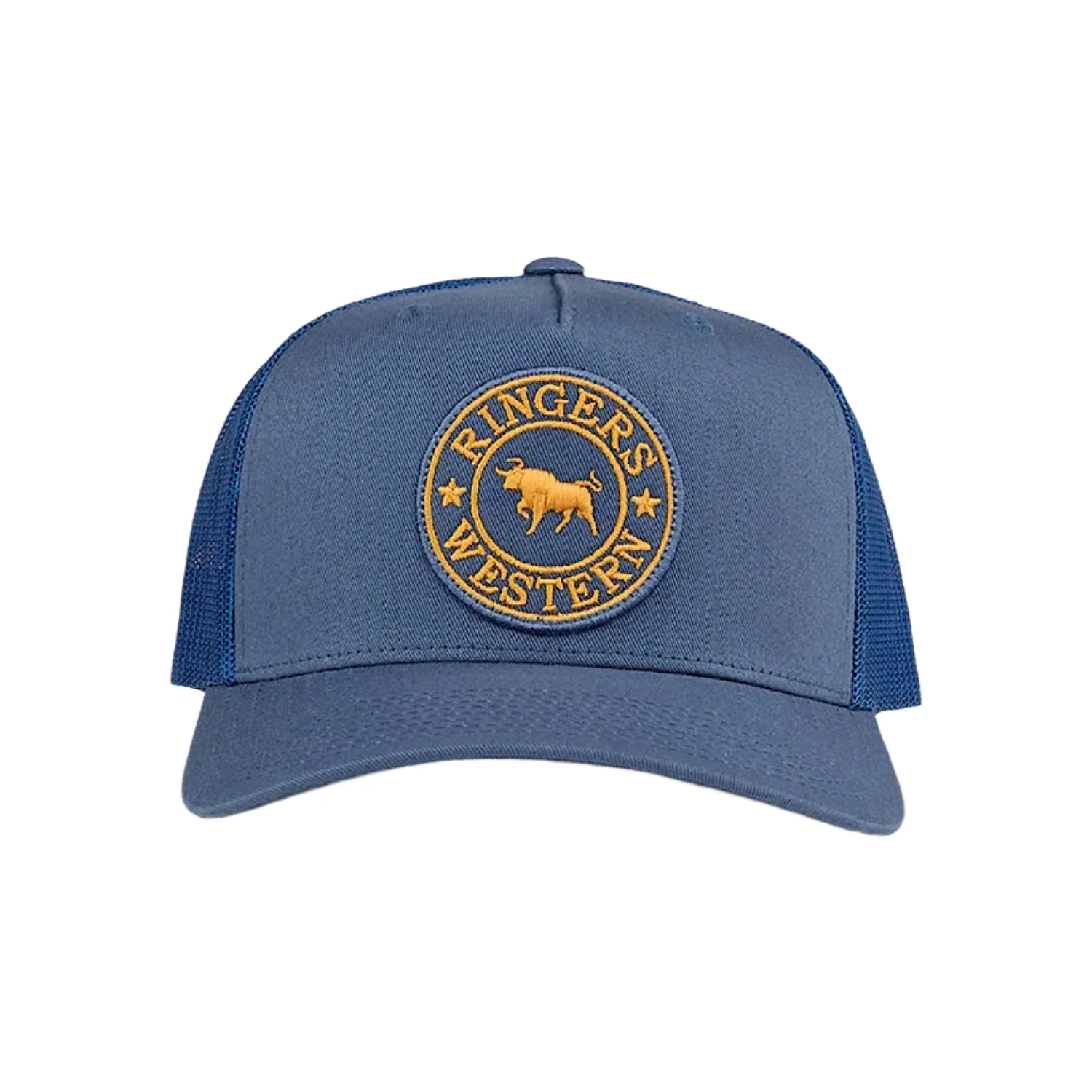 Ringers Western Kid's Signature Bull Trucker Cap - Yale Blue - Image 2
