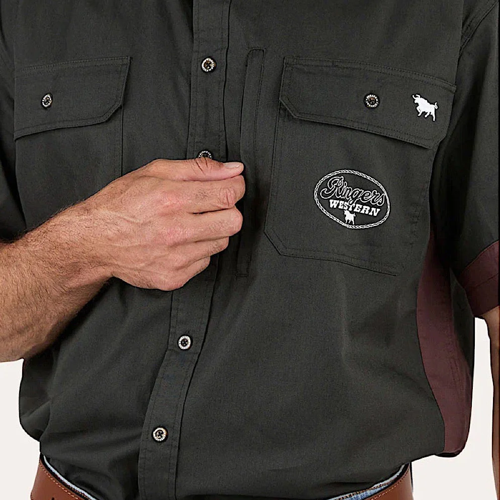 Ringers Western Men's Back Roads Short Sleeve Work Shirt - Charcoal - Image 4