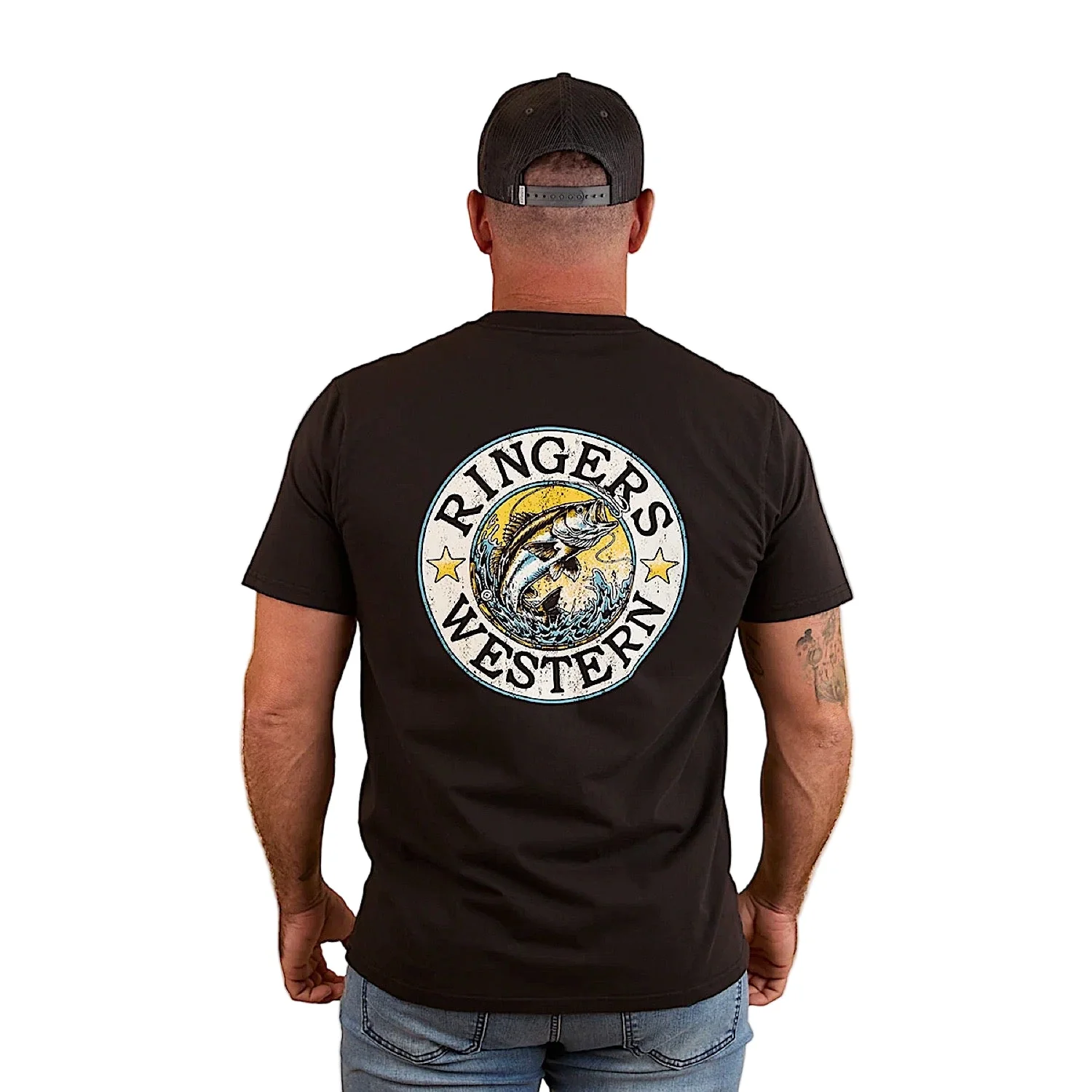 Ringers Western Men's Big Catch Loose Fit T-Shirt - Black - Image 2