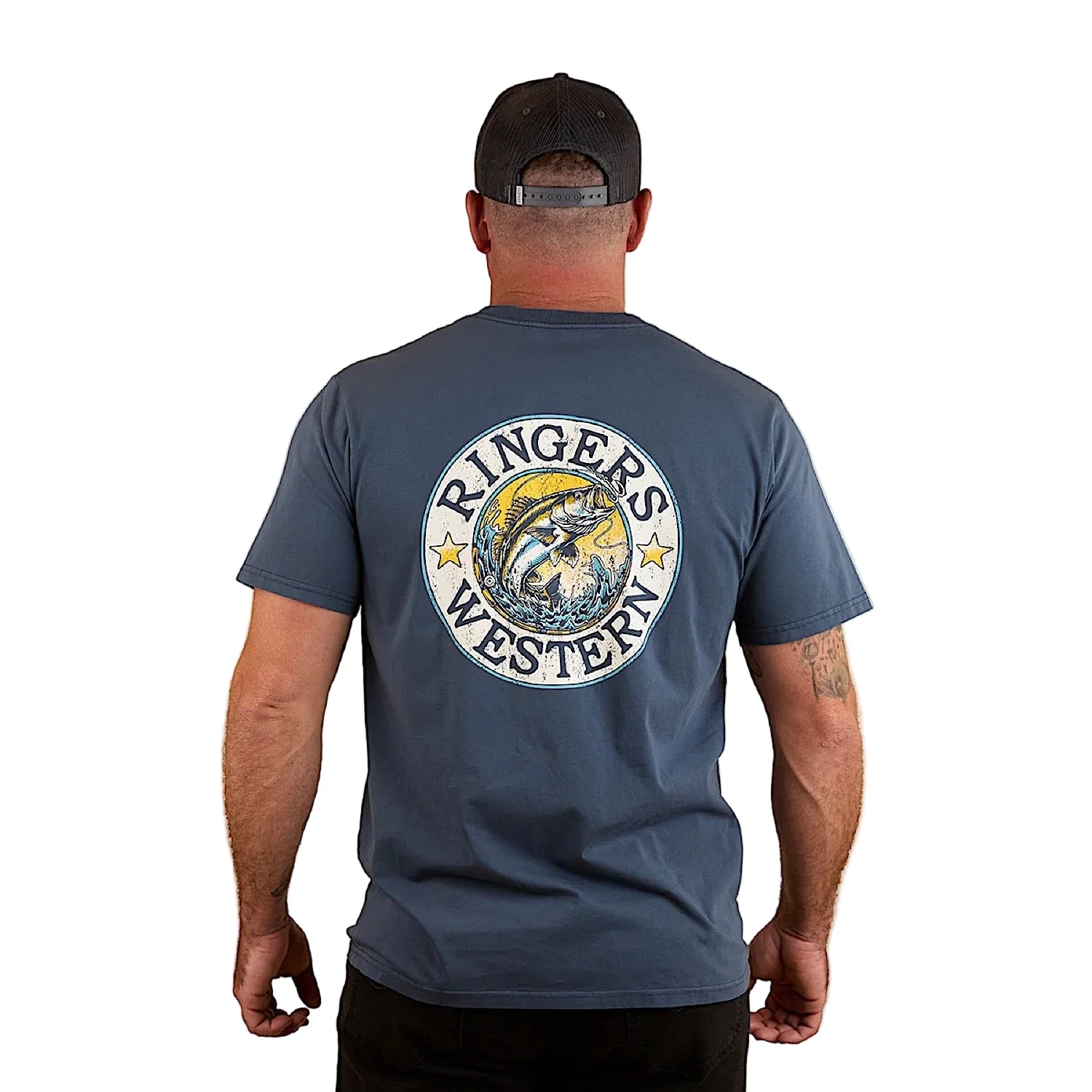 Ringers Western Men's Big Catch Loose Fit T-Shirt - Washed Navy - Image 2