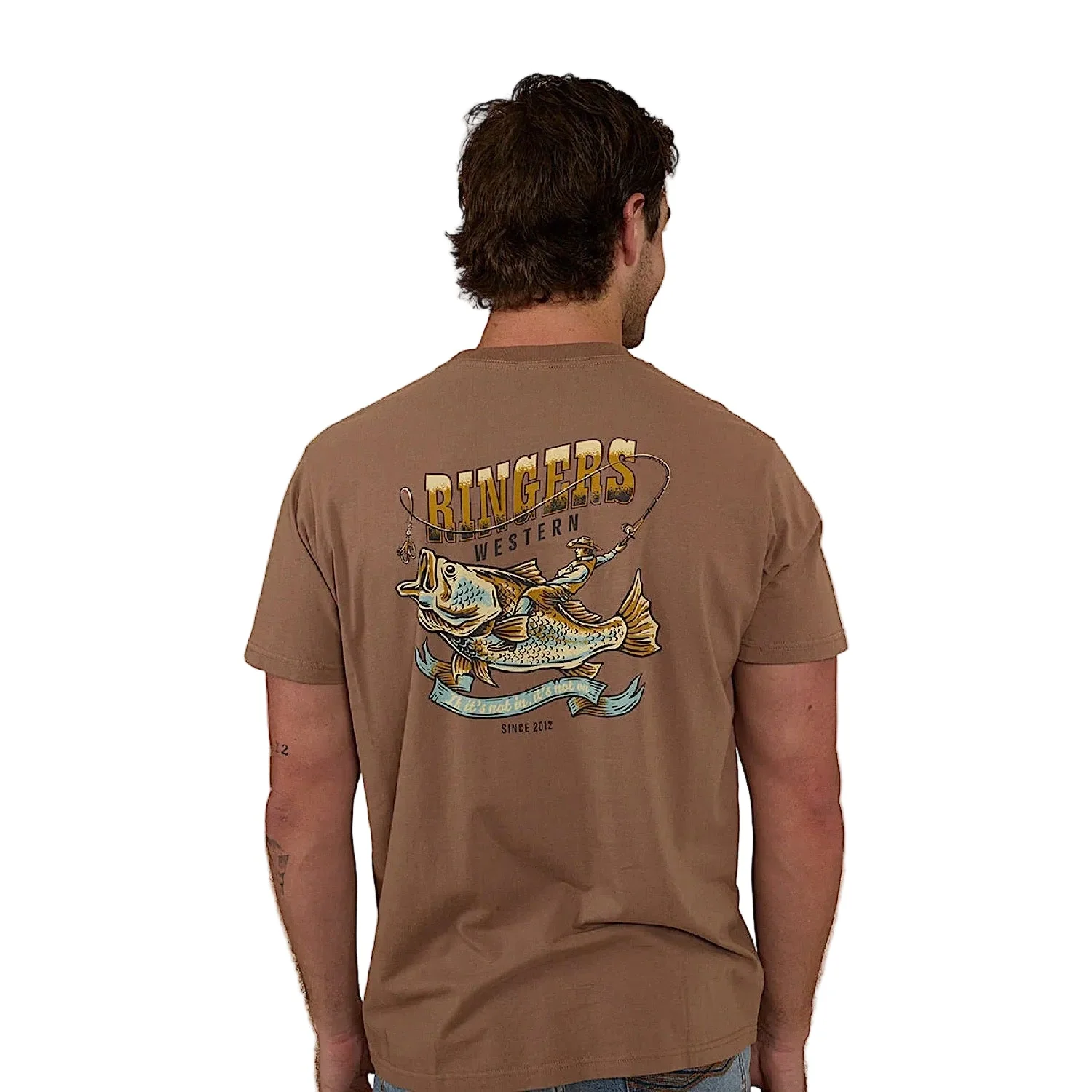 Ringers Western Men's Buckin Barra Loose Fit T-Shirt - Almond