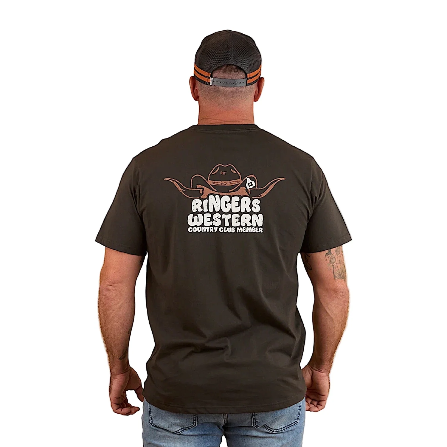 Ringers Western Men's Country Club Loose Fit T-Shirt - Charcoal - Image 2