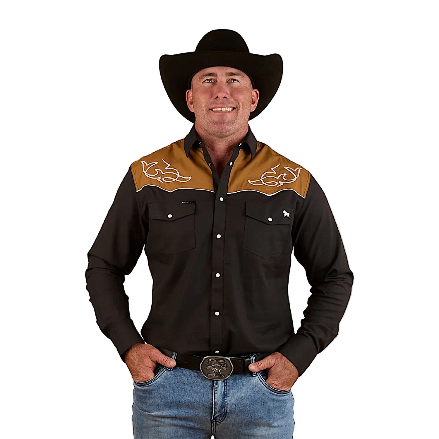 Ringers Western Men's Franklin Western Shirt - Charcoal