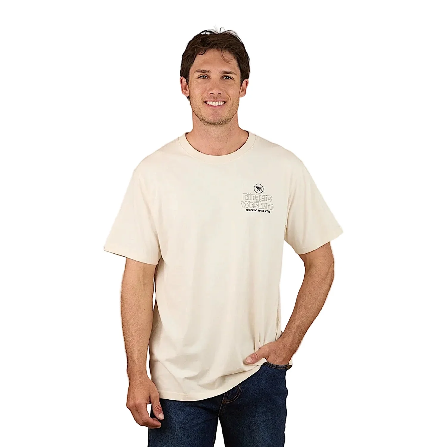 Ringers Western Mens Get Your Truck On Loose Fit T-Shirt - Off White - Image 3