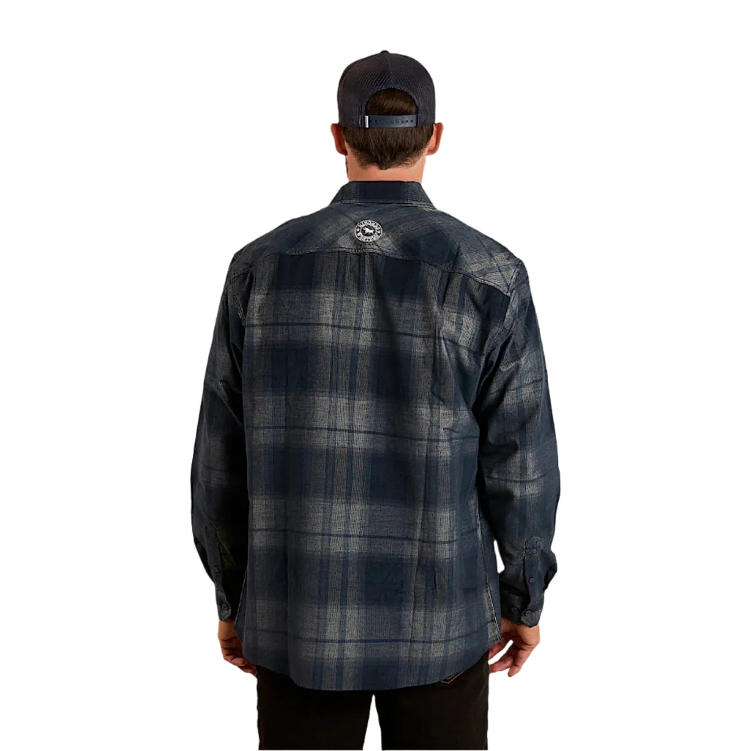 Ringers Western Men's Glenferrie Flannel - Off White / Navy - Image 2