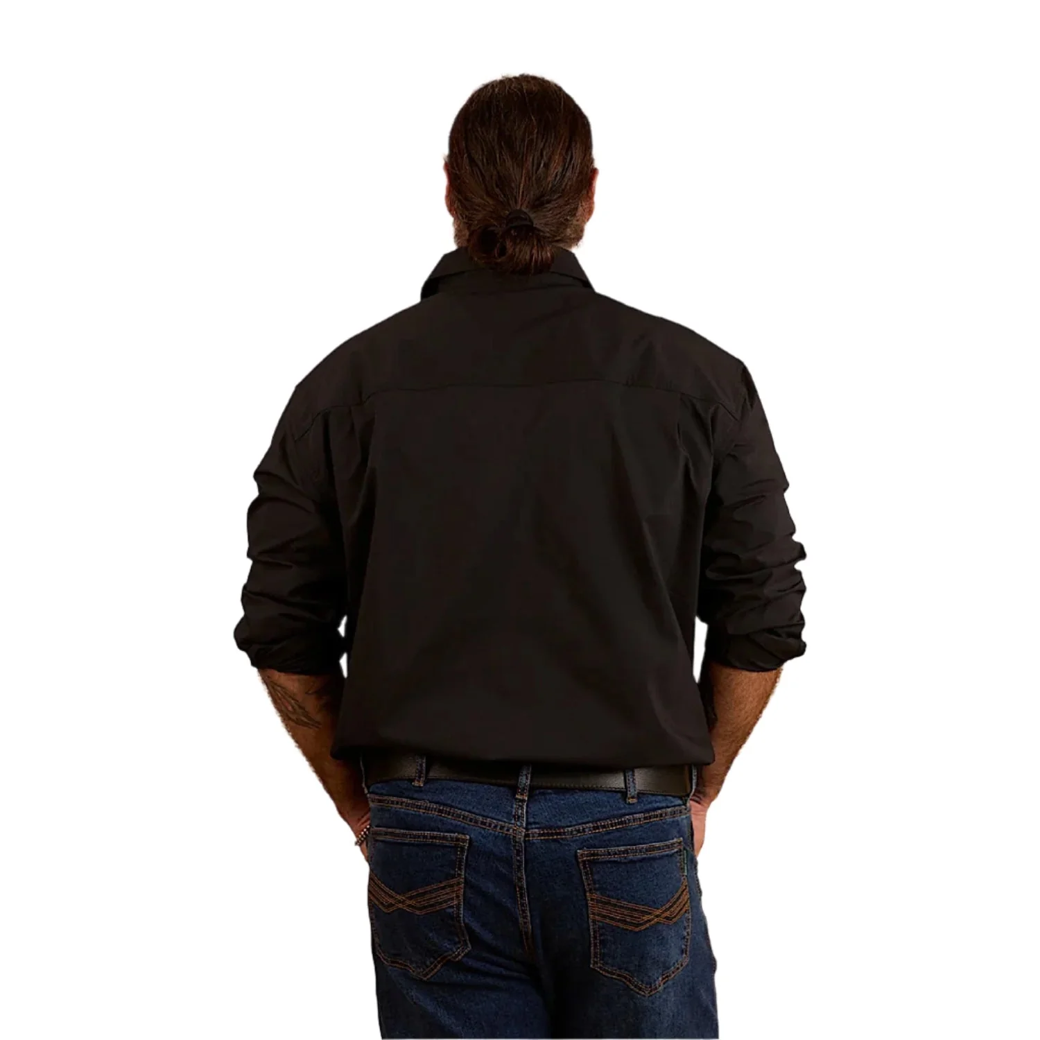 Ringers Western Men's King River Half Button Coolmax Work Shirt - Black - Image 2