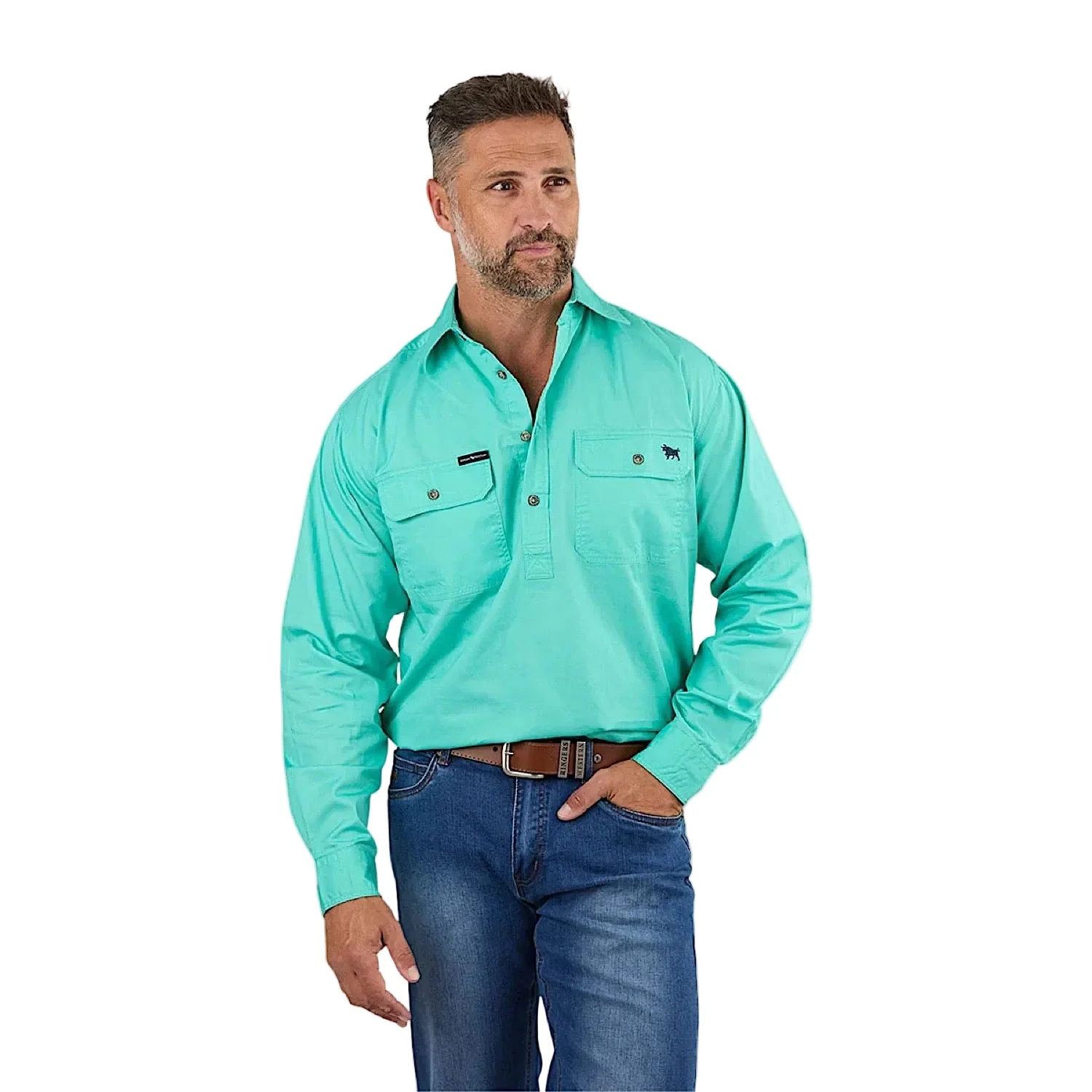 Ringers Western Men's King River Half Button Work Shirt - Mint