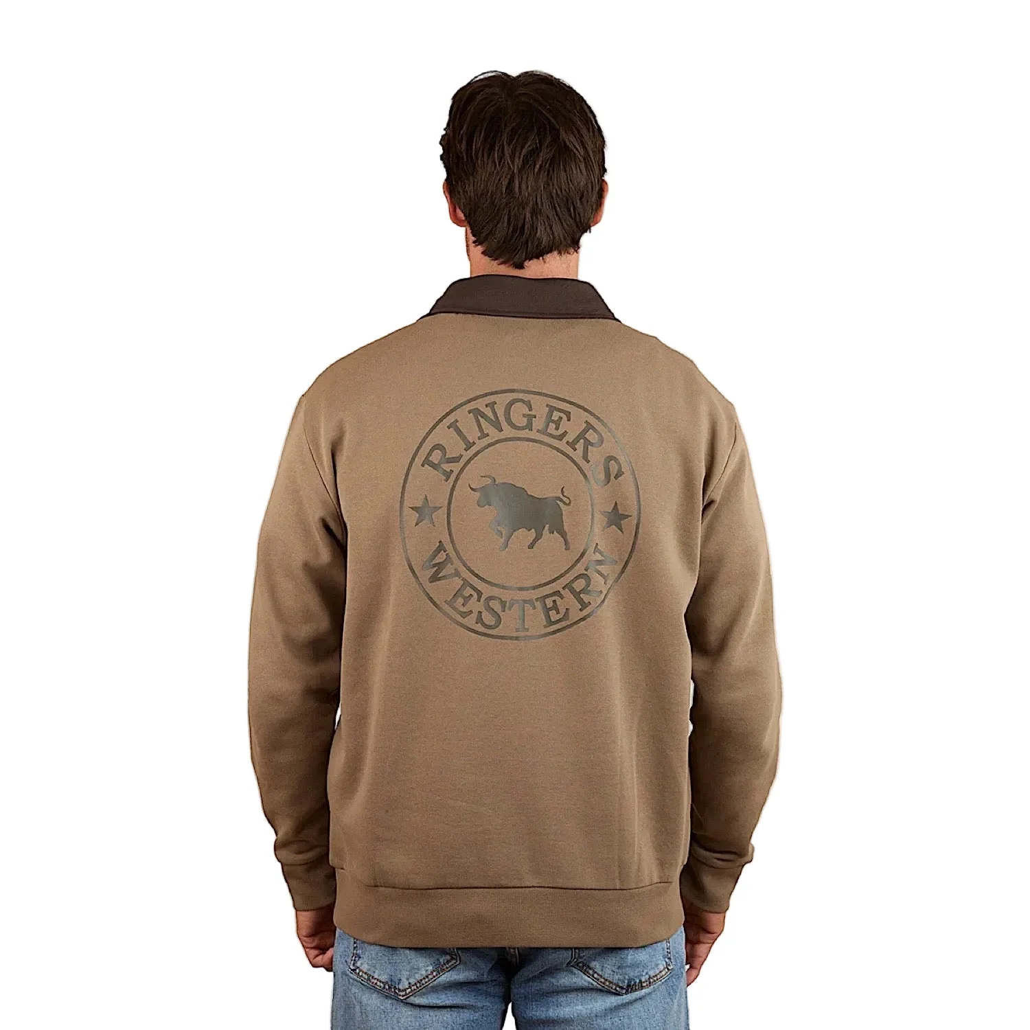 Ringers Western Men's Lachlan 1/4 Zip Crew - Mushroom - Image 2