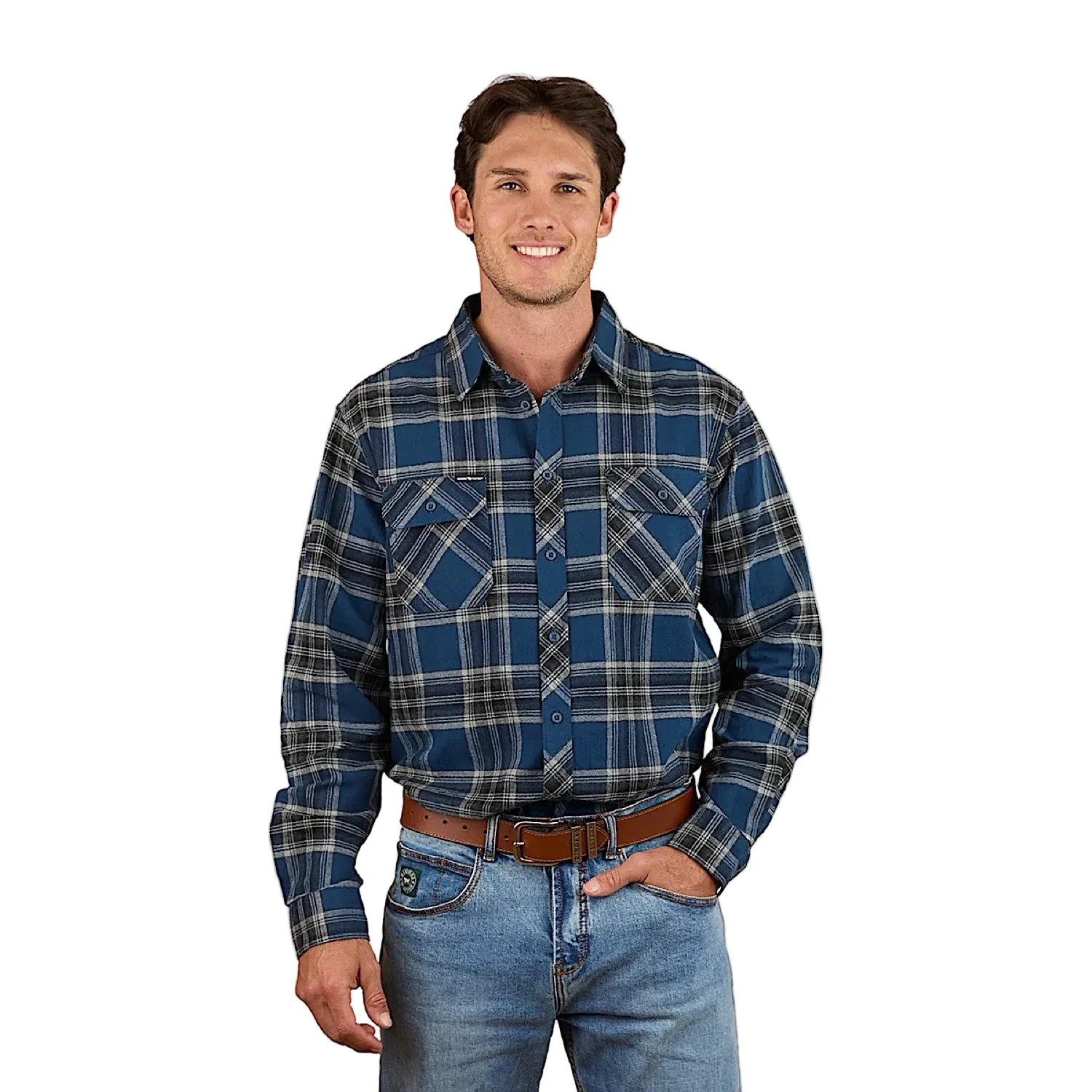 Ringers Western Men's Nambour Full Button Flannel - Petrol Blue