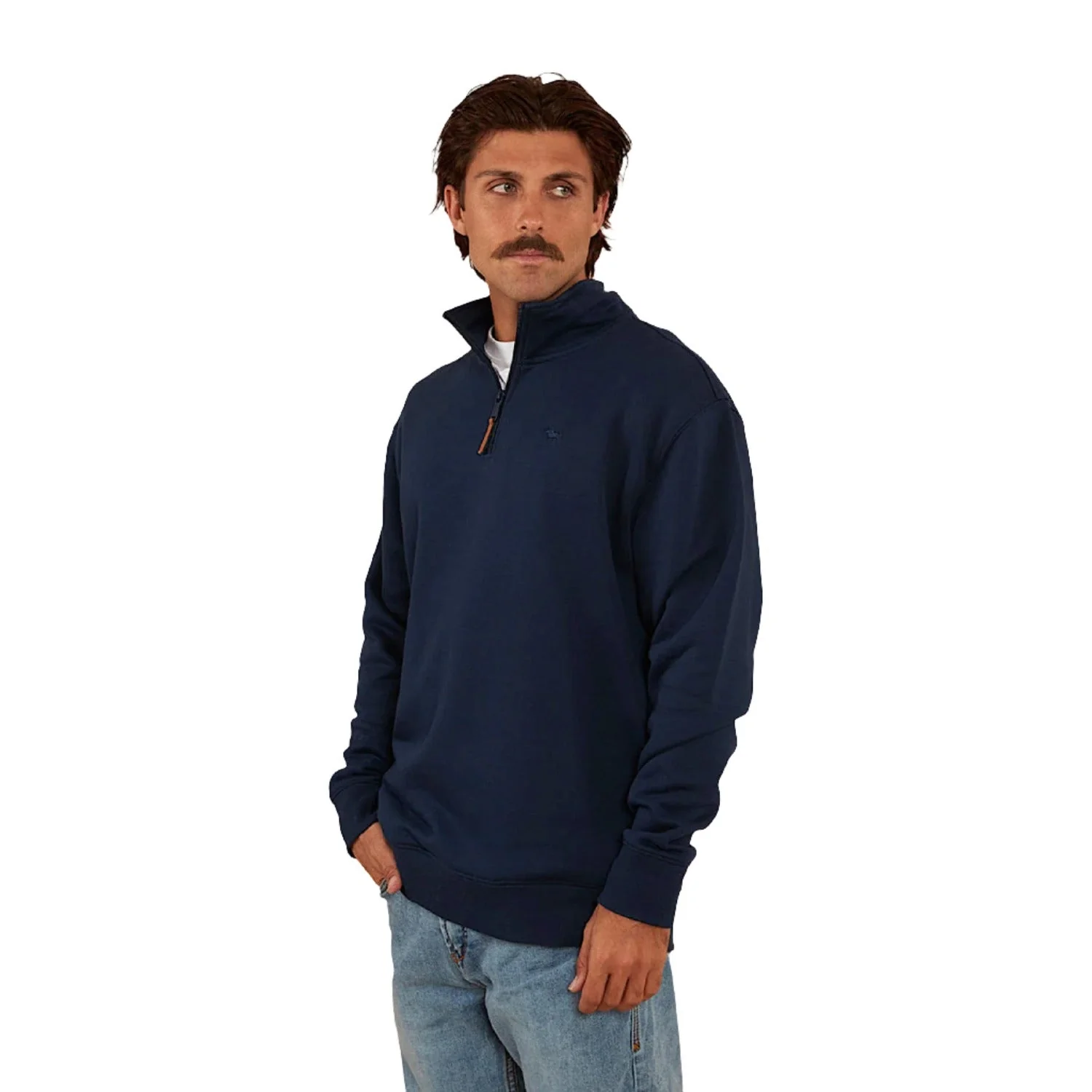 Ringers Western Men's Strand 1/4 Zip Crew - Navy - Image 2