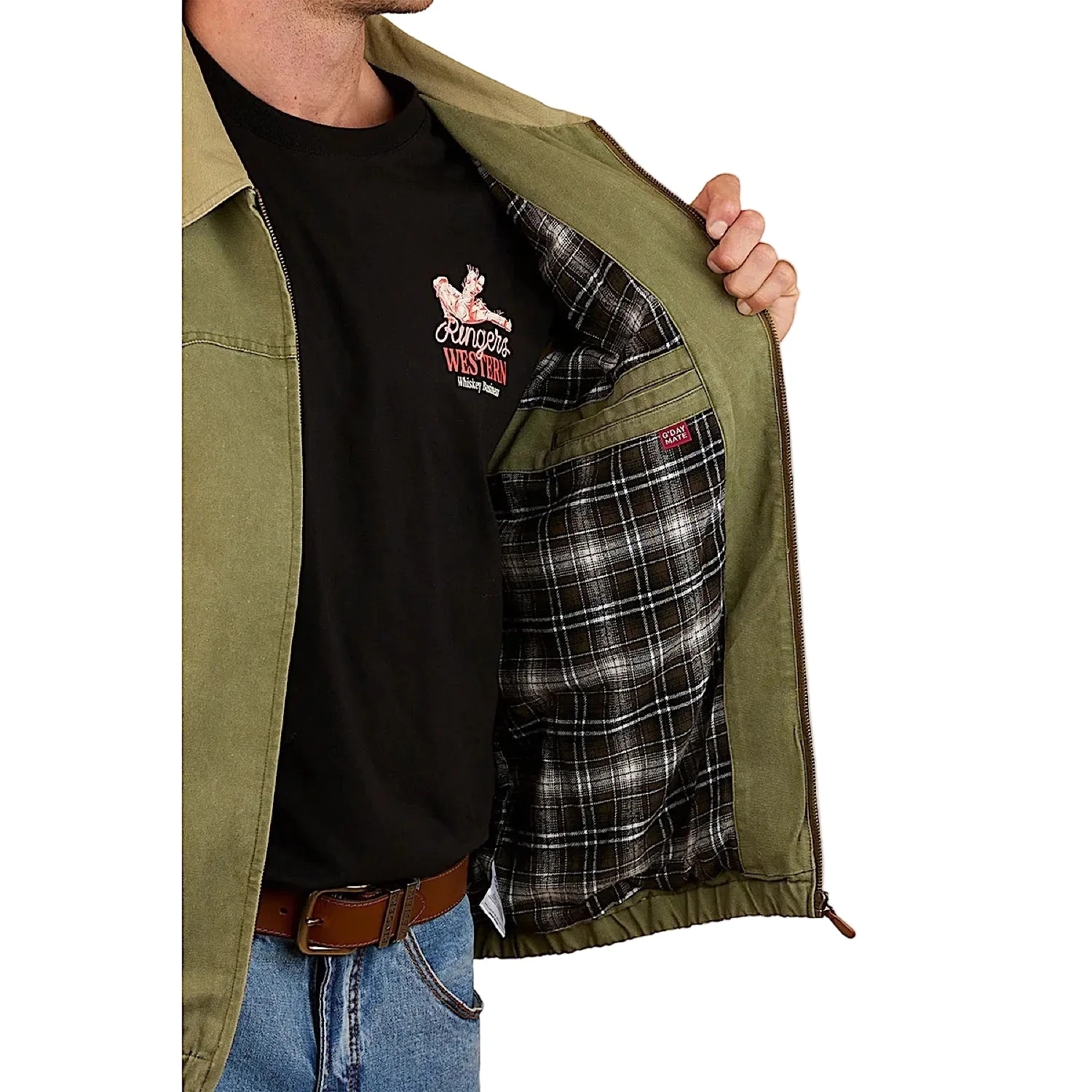 Ringers Western Men's Suffolk Western Bomber Jacket - Military Green - Image 2