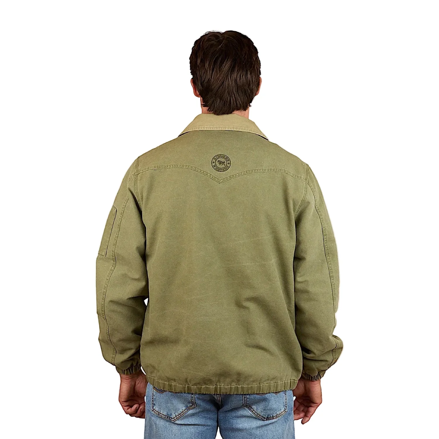 Ringers Western Men's Suffolk Western Bomber Jacket - Military Green - Image 3