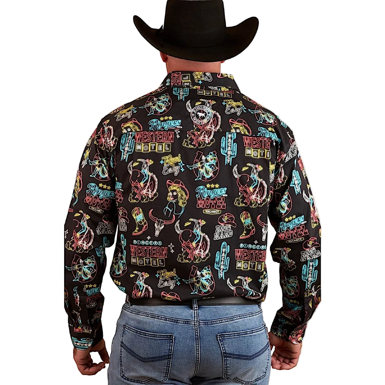 Ringers Western Men's The Dyno Limited Edition Half Button Work Shirt - Black/Multi - Image 2