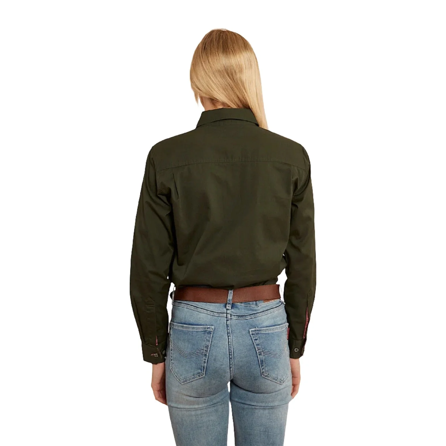 Ringers Western Women's Pentecost River Half Button Work Shirt - Cargo Khaki - Image 4
