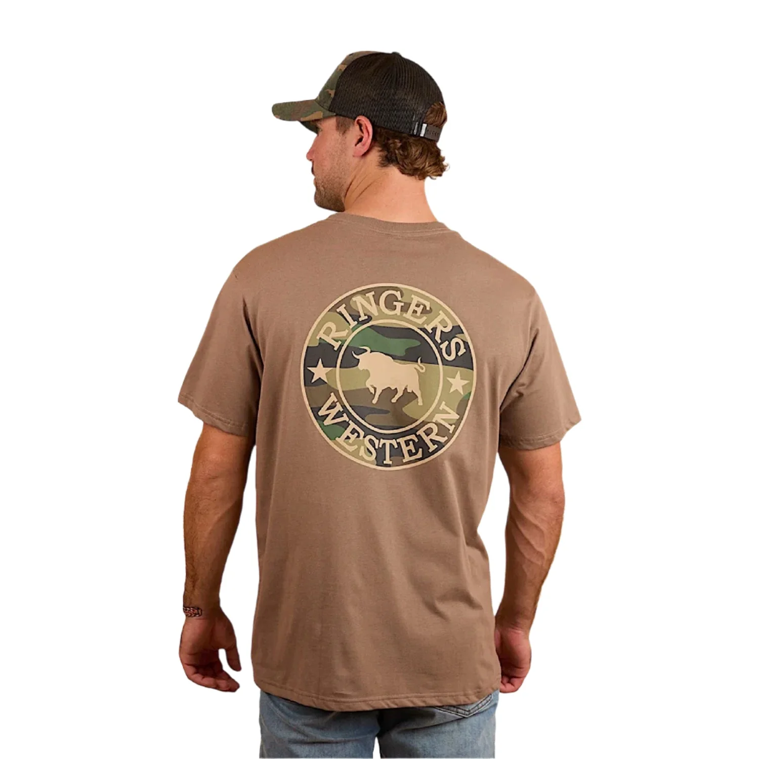 Ringers Western Men's Signature Bull Loose T-Shirt - Mushroom/Camo - Image 2