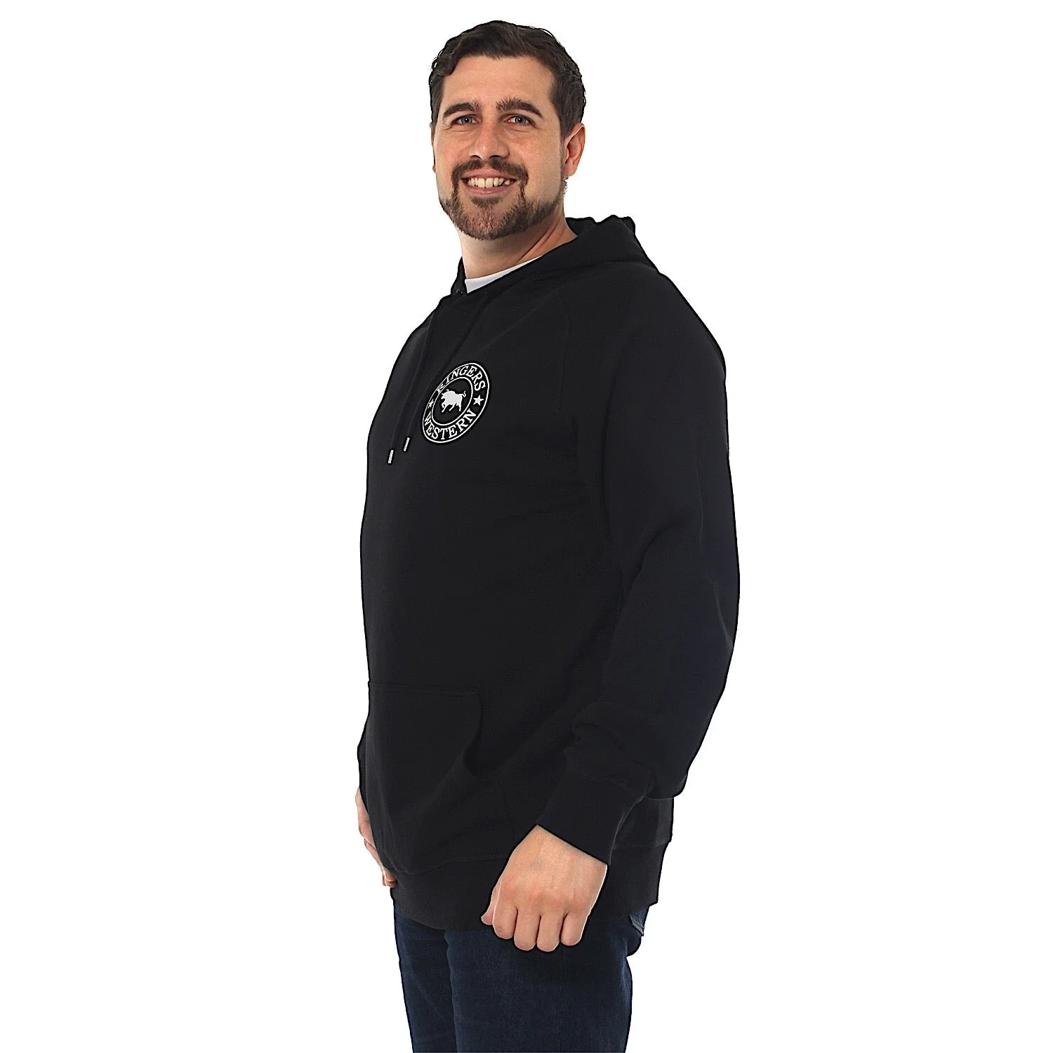 Ringers Western Men's Signature Bull Pullover Hoodie - Black with White Print - Image 3