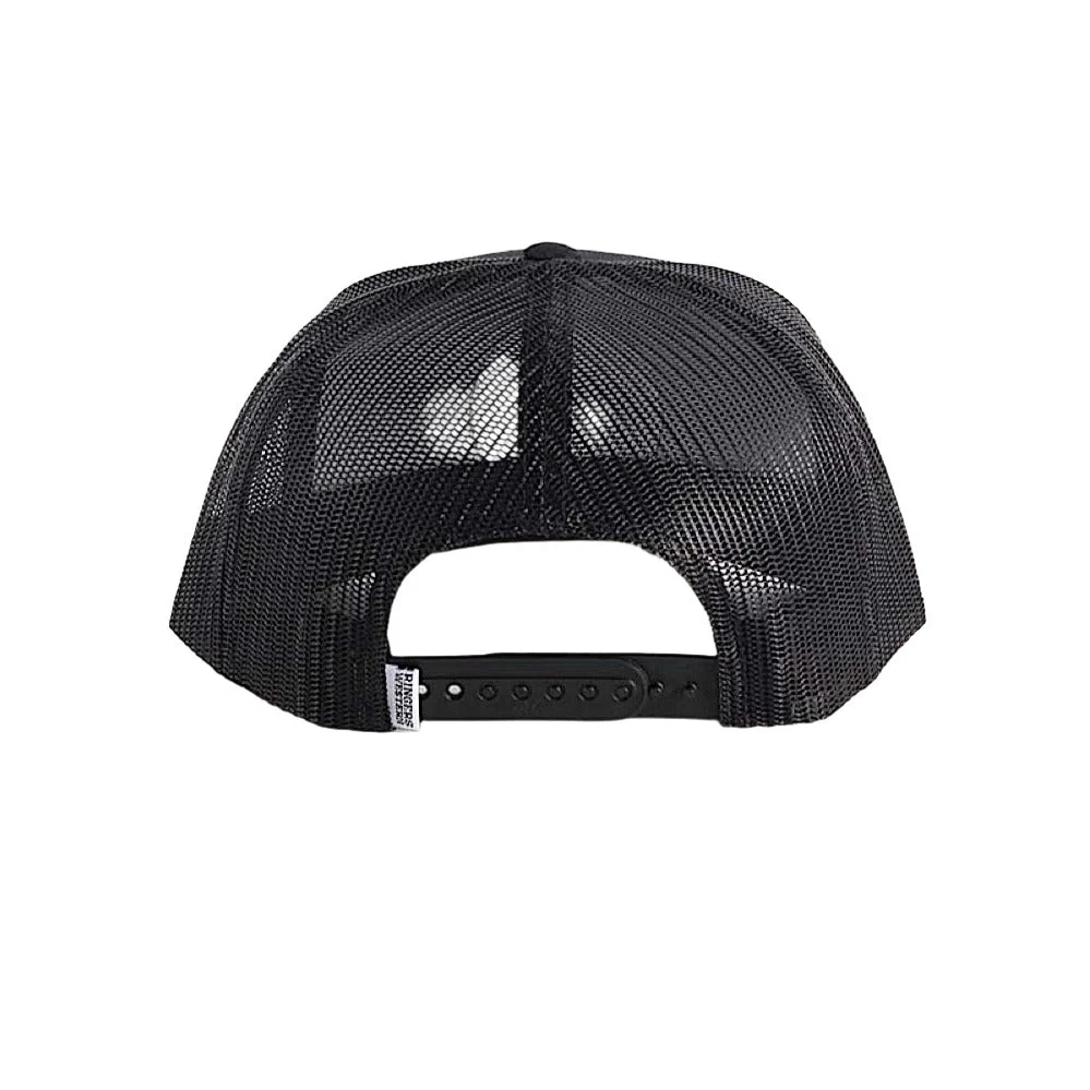 Ringers Western Signature Bull Trucker Cap - Black with Black & Pink Patch - Image 2