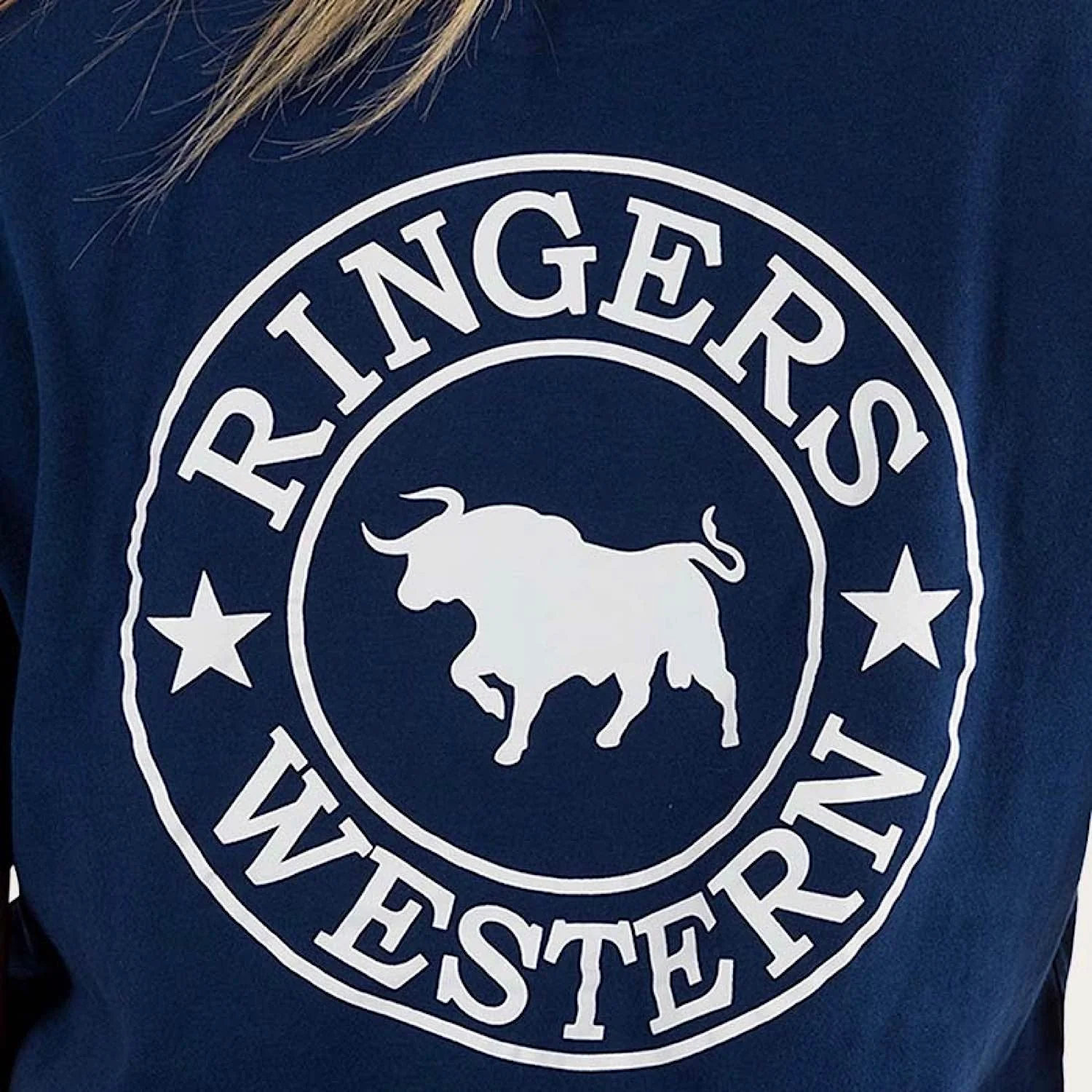 Ringers Western Women's Signature Bull Loose Fit T-Shirt - Navy/White Print - Image 3