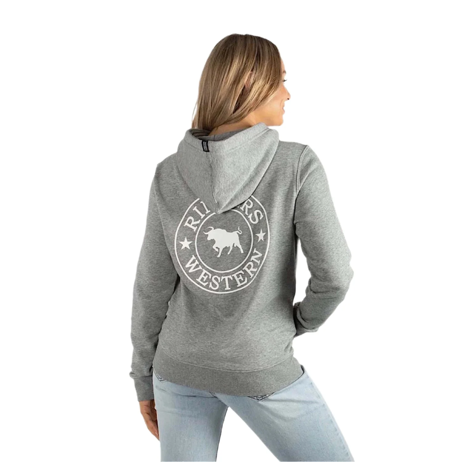 Ringers Western Women's Signature Bull Women's Pullover Hoodie - Grey Marle/White