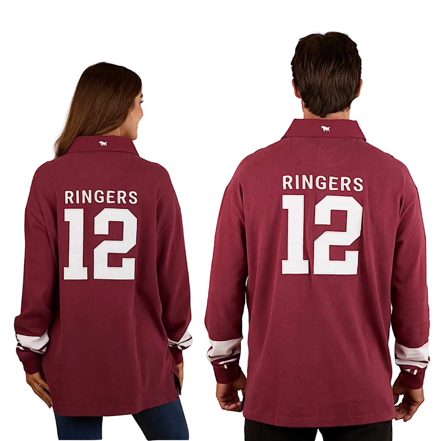 Ringers Western Unisex Stadium Oversized Rugby Jersey - Burgundy - Image 2