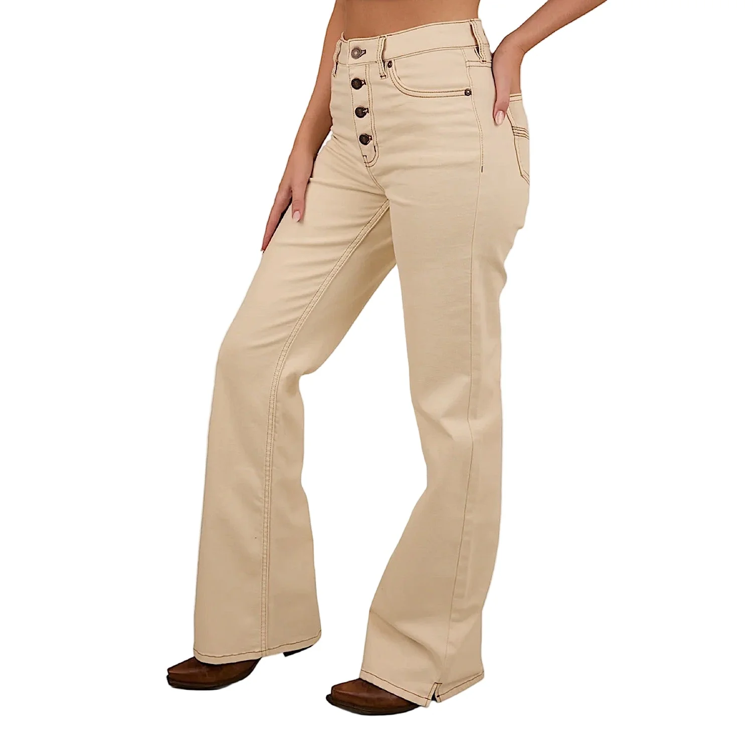 Ringers Western Women's Betsy High Rise Bootleg Jean - Off White