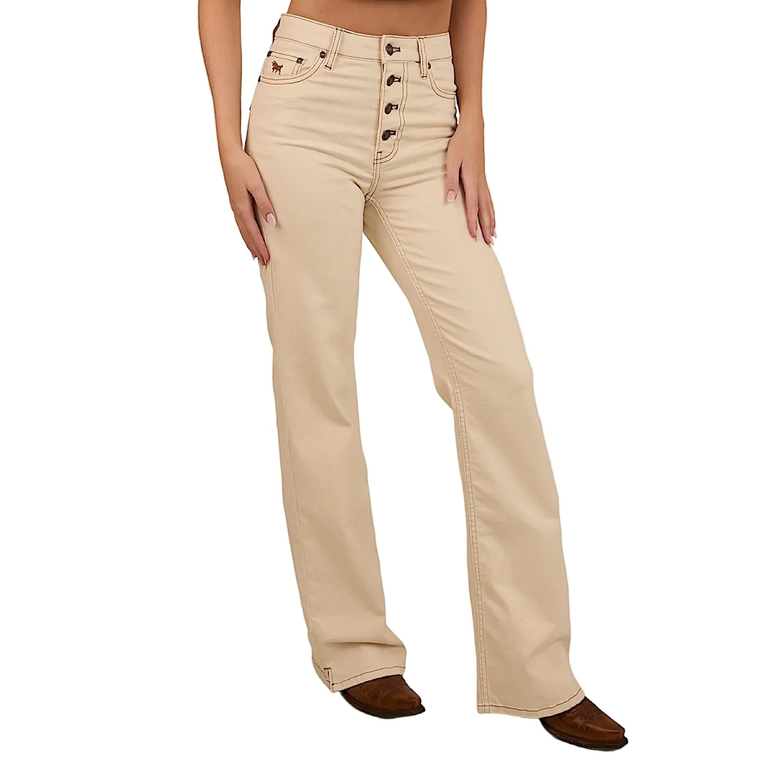 Ringers Western Women's Betsy High Rise Bootleg Jean - Off White - Image 2