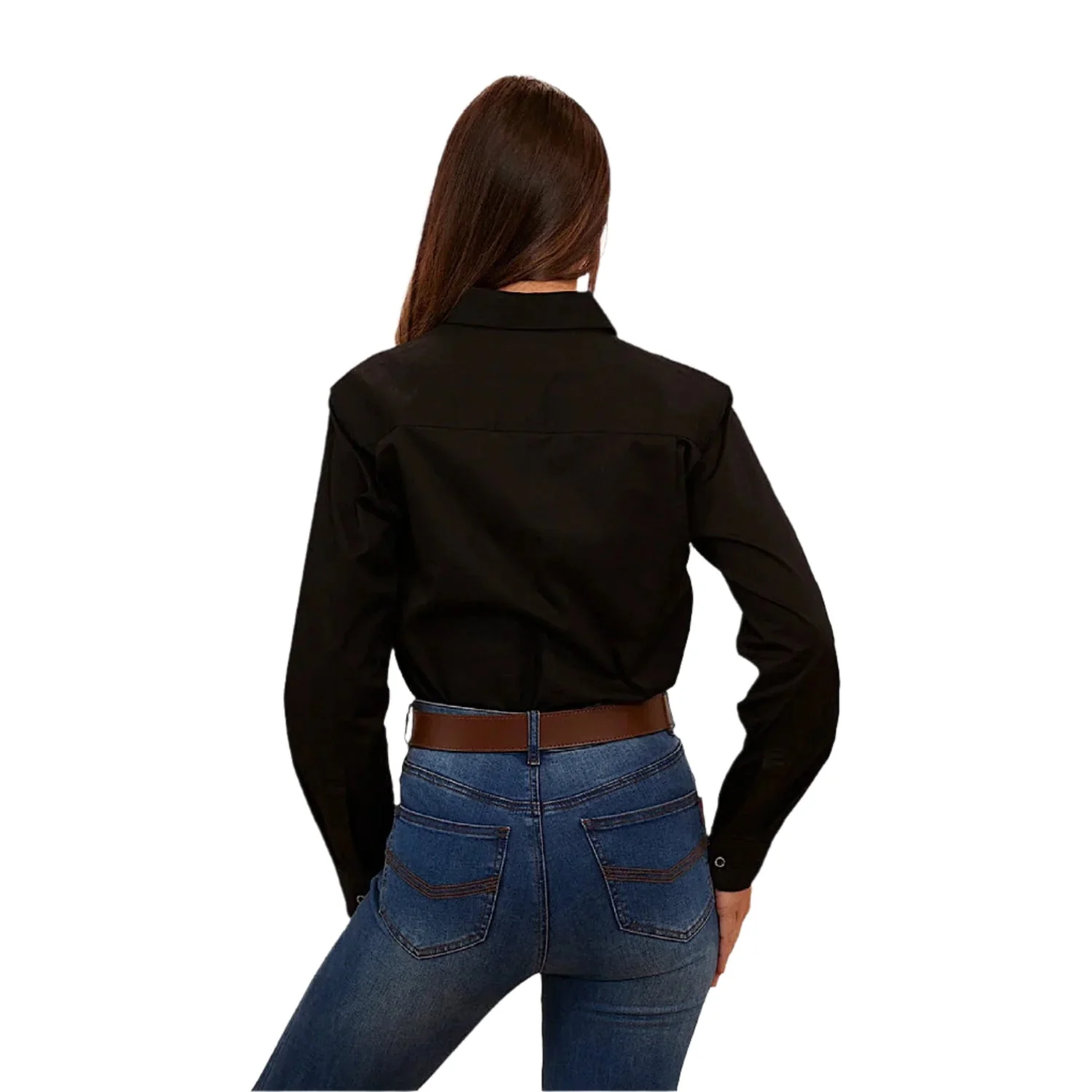 Ringers Western Women's Hereford Half Button Work Shirt - Black/Melon - Image 3