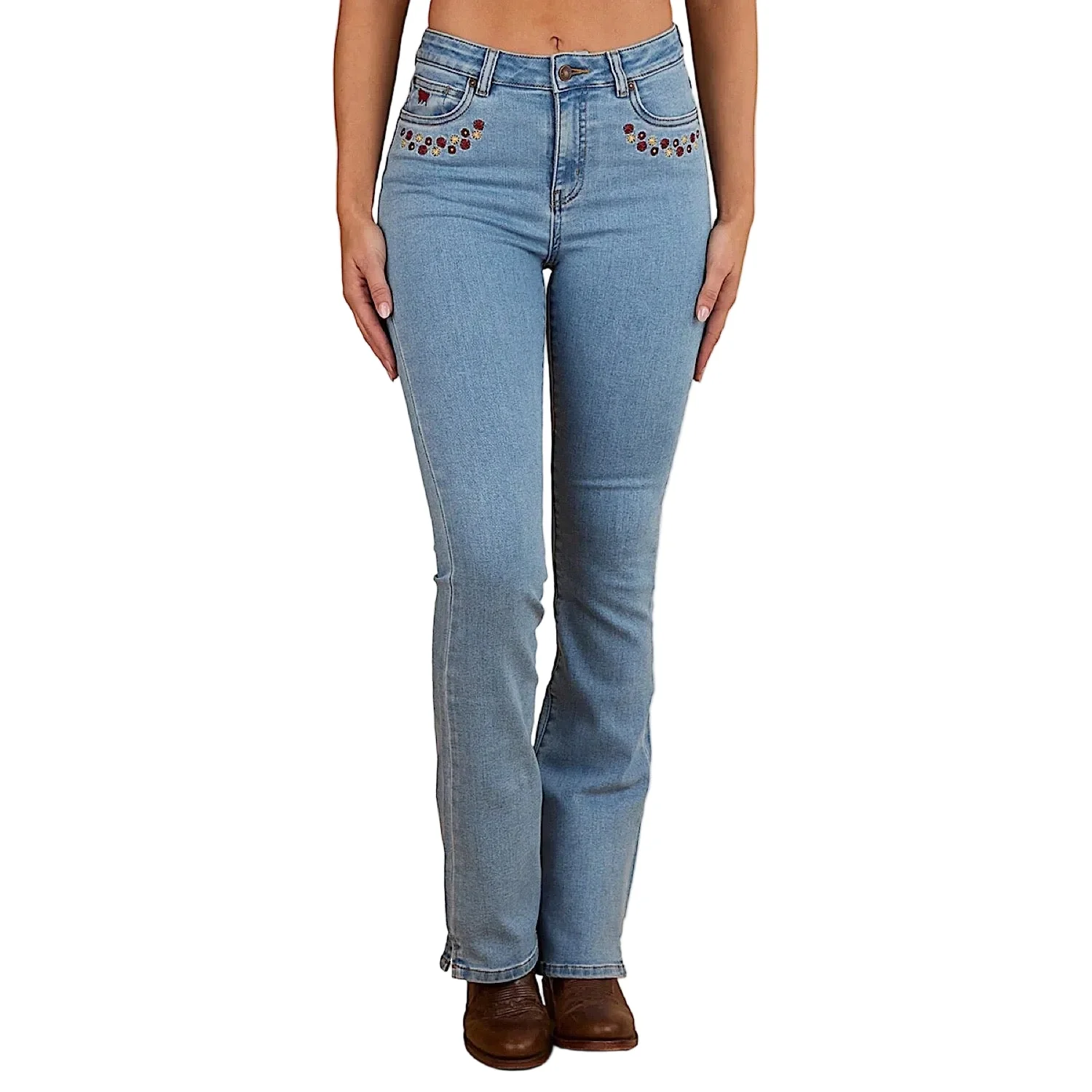 Ringers Western Women's In Bloom High Rise Bootleg Jean - Light Wash Blue - Image 2