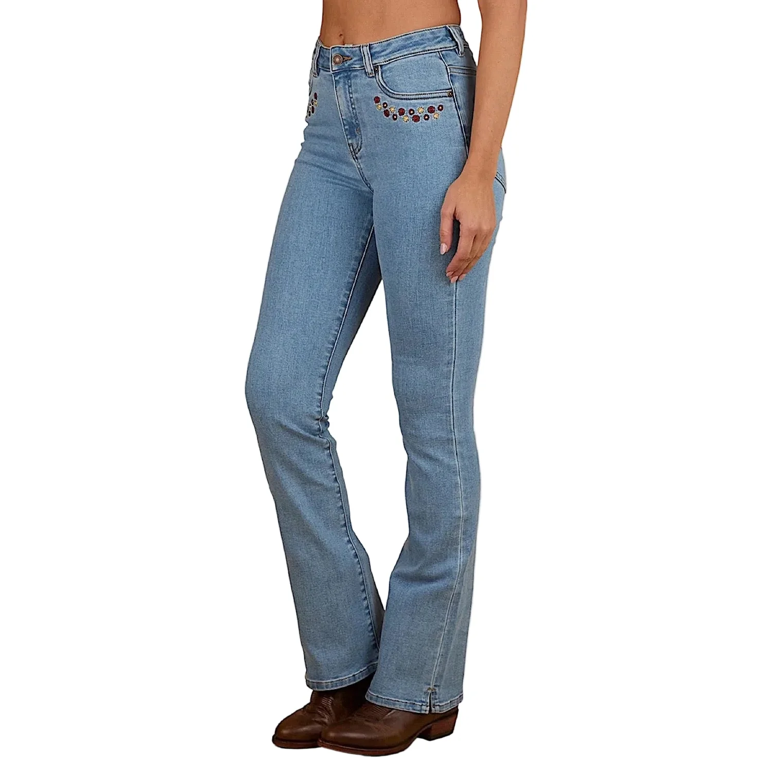 Ringers Western Women's In Bloom High Rise Bootleg Jean - Light Wash Blue - Image 3