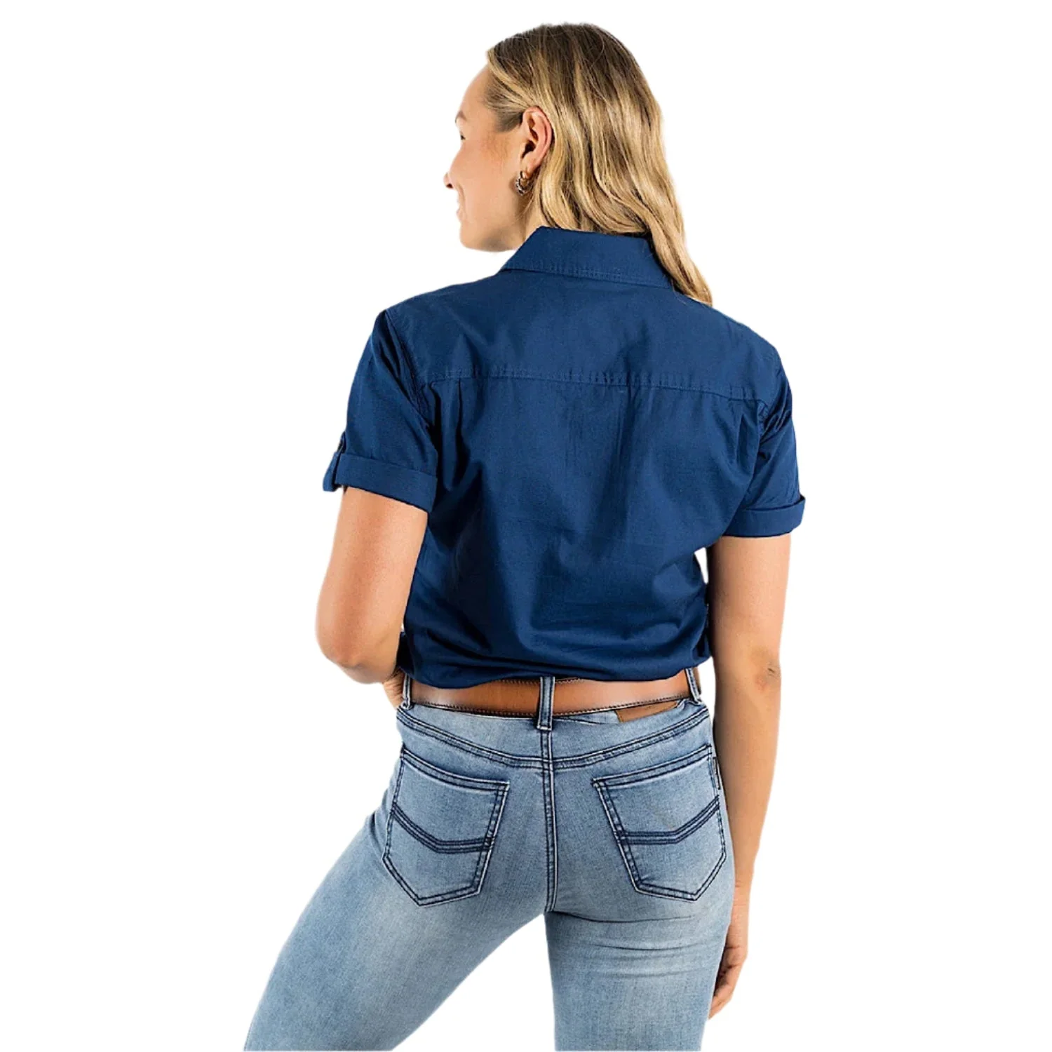Ringers Western Women's Jules Full Button Short Sleeve Work Shirt - Navy - Image 2