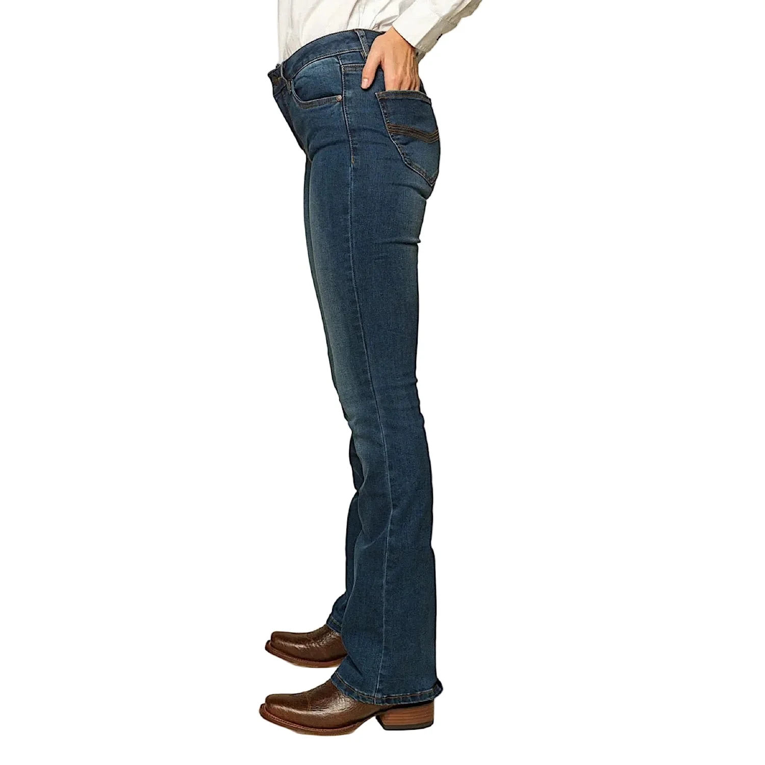 Ringers Western Women's Katherine Mid Rise Bootleg Jean - Classic Blue - Image 3