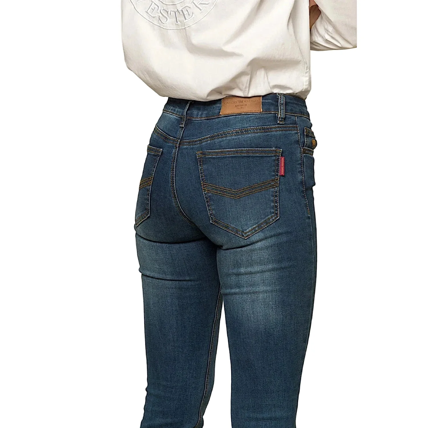Ringers Western Women's Katherine Mid Rise Bootleg Jean - Classic Blue - Image 4