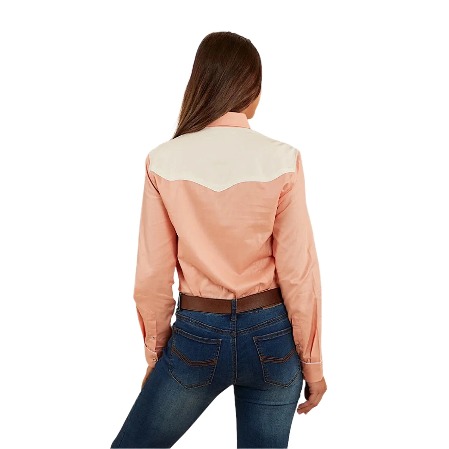 Ringers Western Women's Musgraves Western Shirt - Coral/Off White - Image 3
