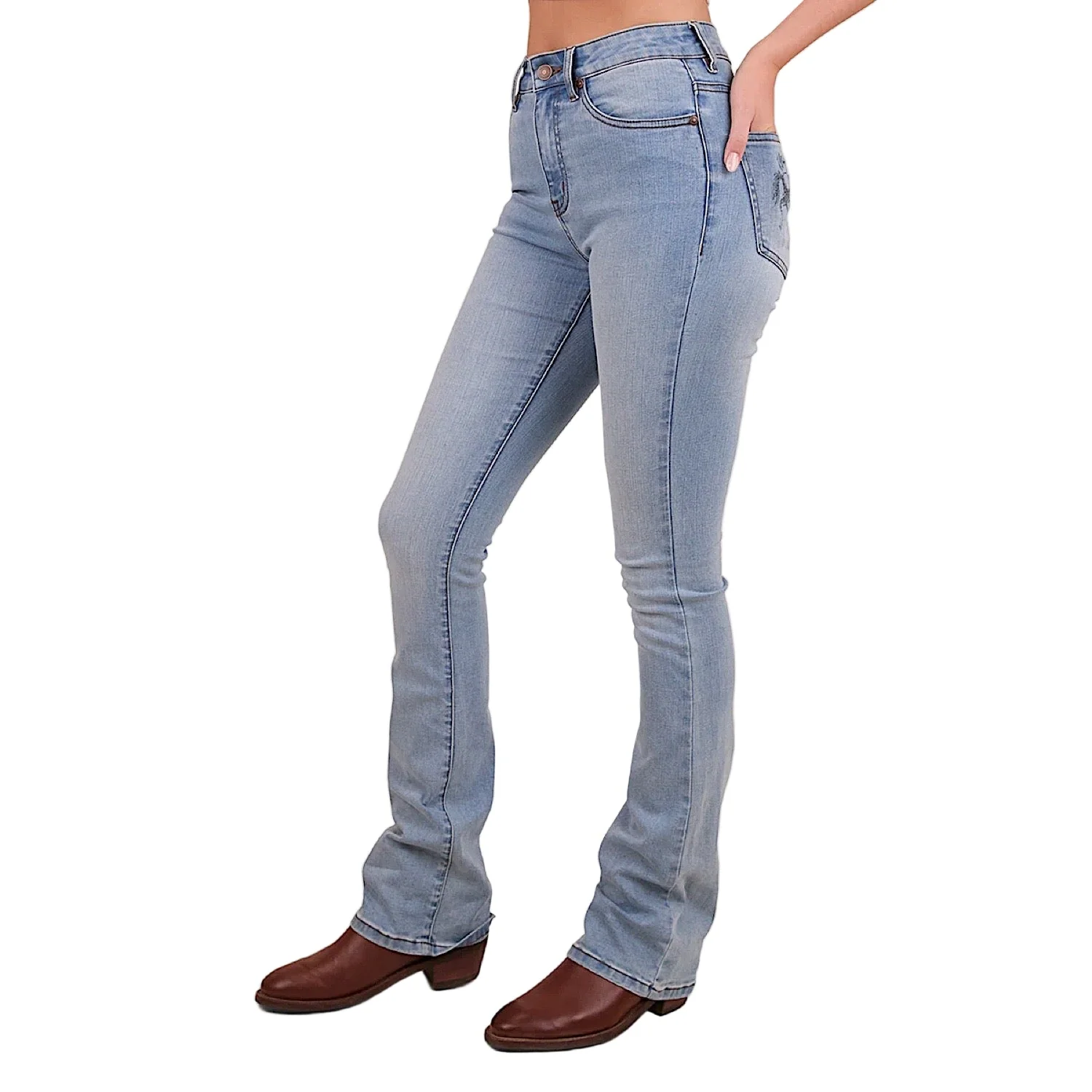 Ringers Western Women's Penny Rodeo High Rise Bootleg Jean - Vintage Light Blue - Image 3