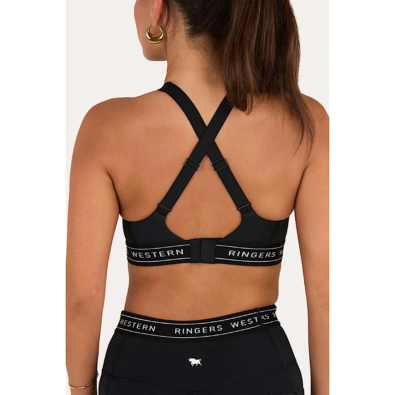Ringers Western Womens Ringers Active Logo Elastic Support Crop - Black - Image 3