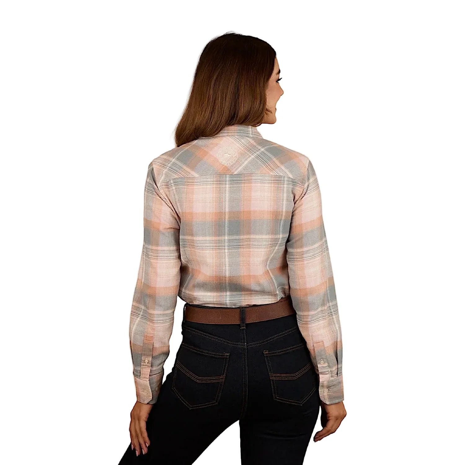 Ringers Western Women's Rubyvale Flannel Shirt - Peach/Grey - Image 2