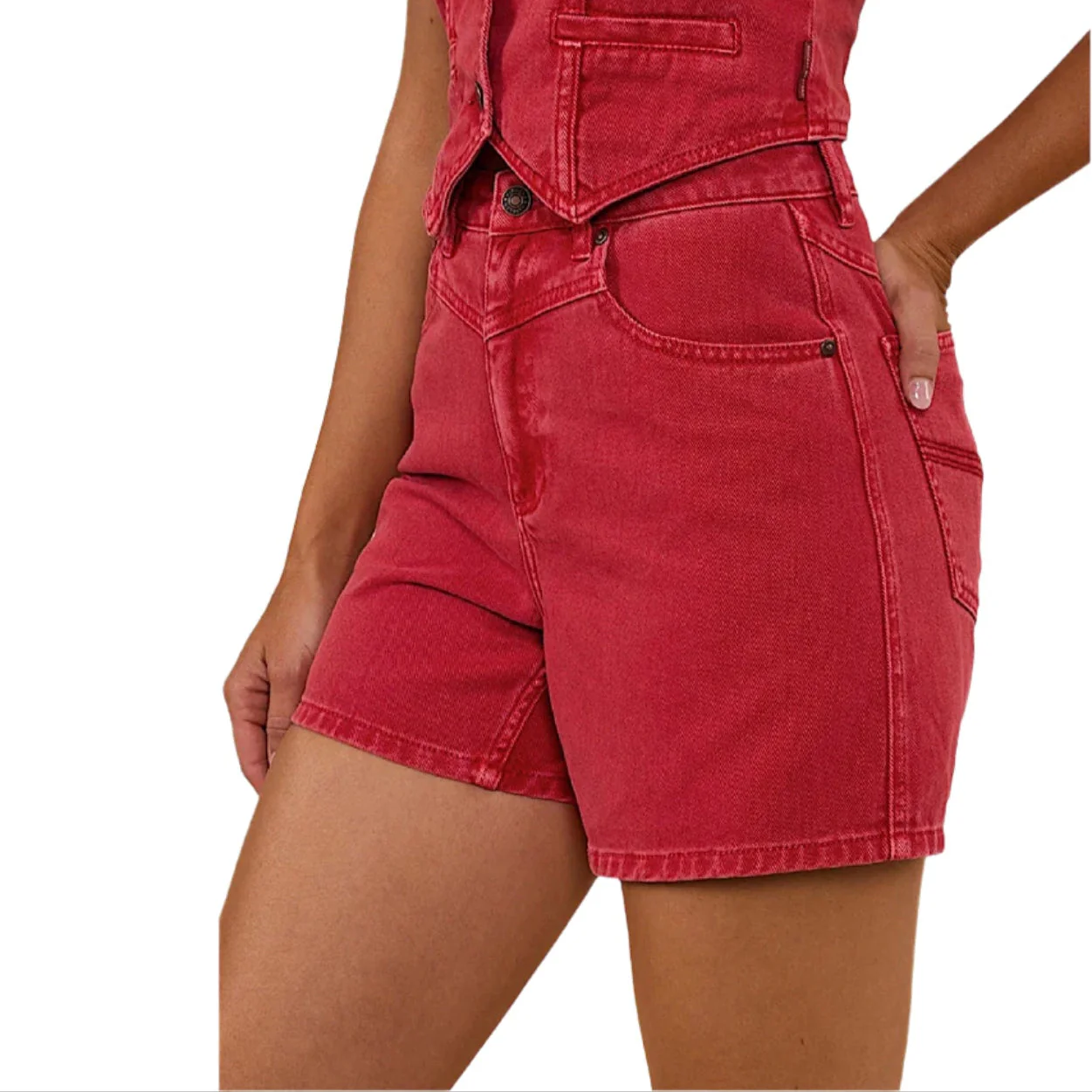 Ringers Western Women's Saige High Rise Denim Short - Red - Image 3