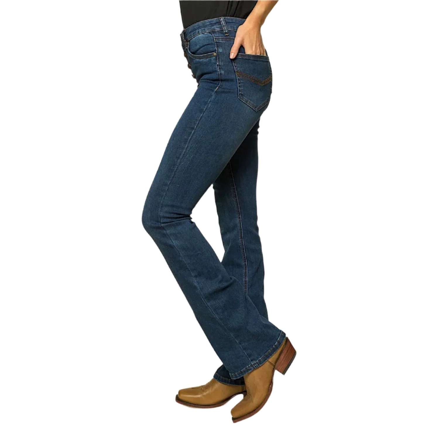 Ringers Western Women's Selina Mid Rise Bootleg Jean - Classic Blue - Image 3