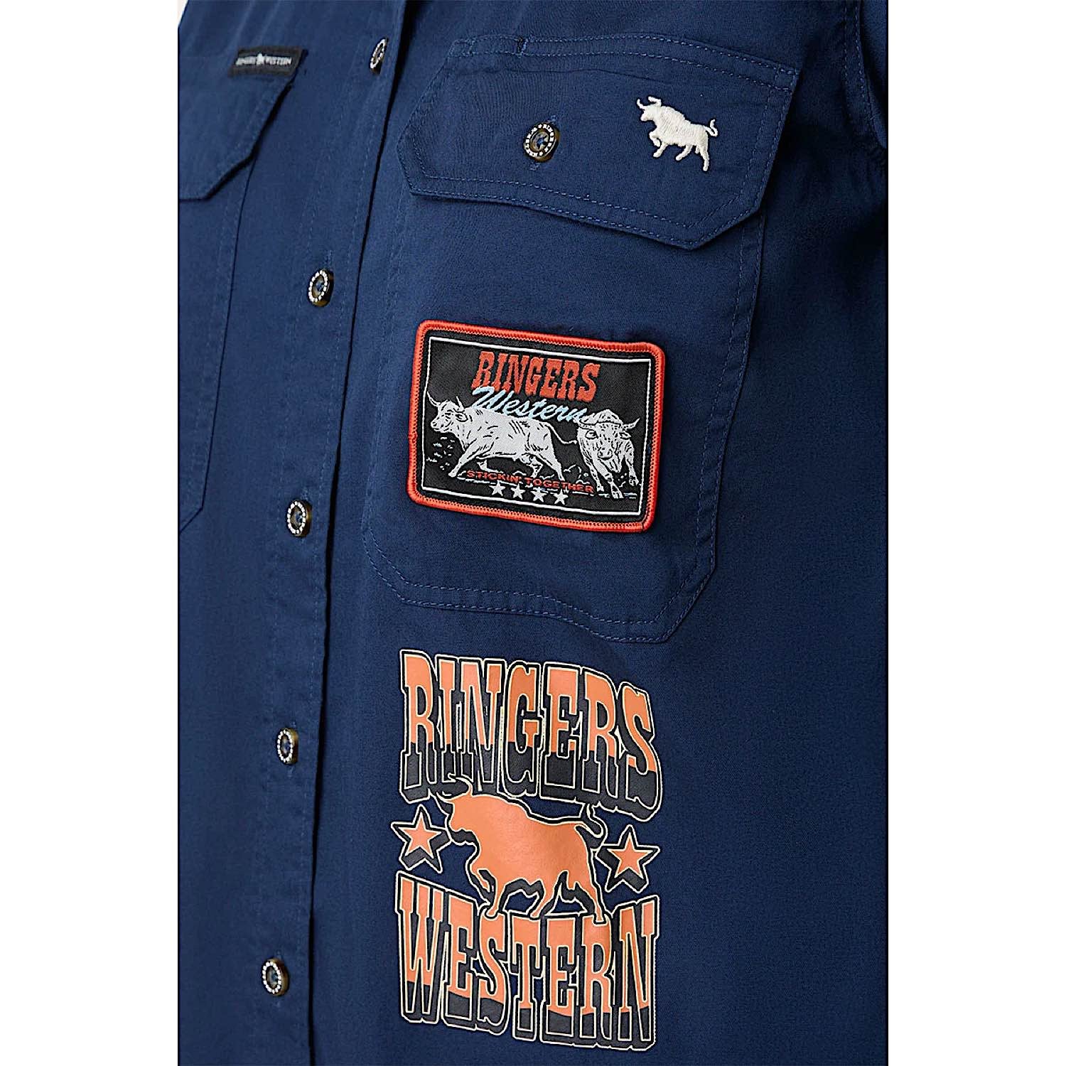 Ringers Western Women's Trailblazer Full Button Work Shirt - Navy - Image 5