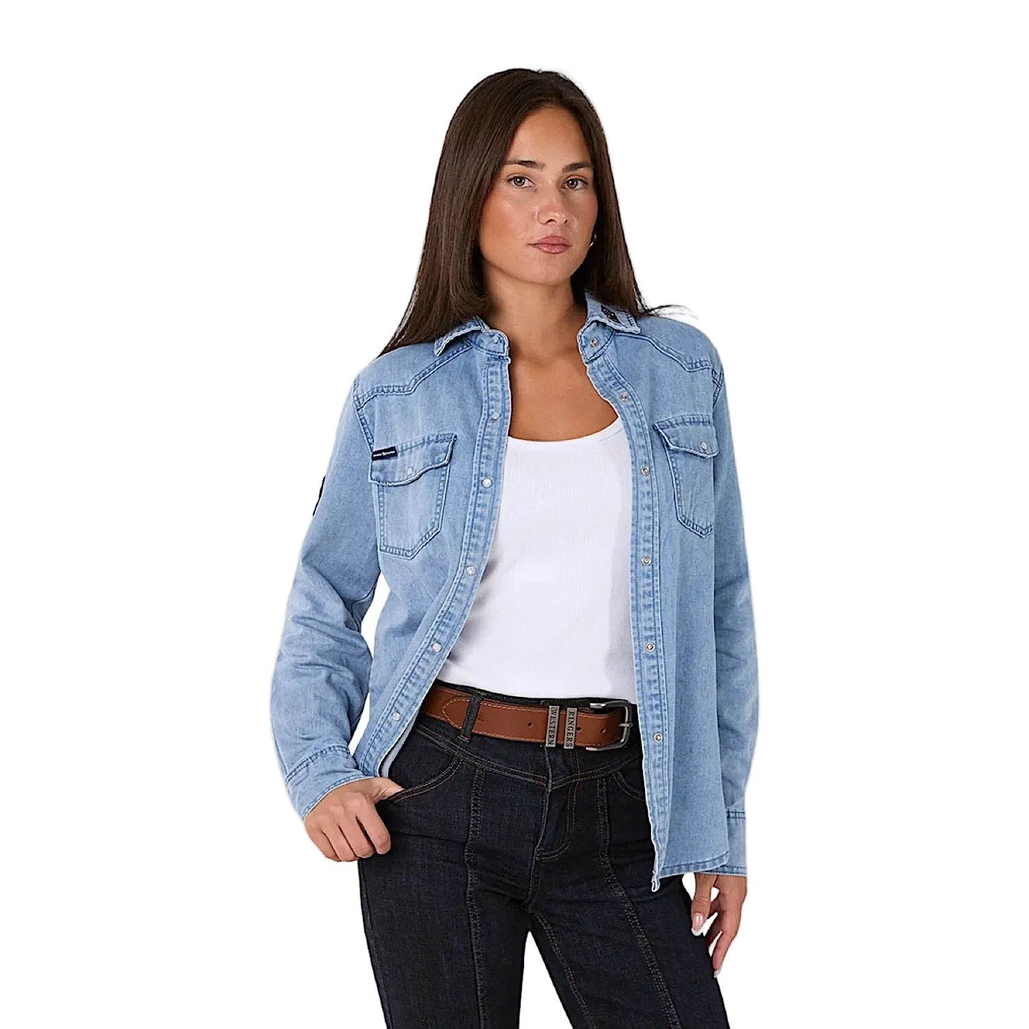 Ringers Western Women's Young and Free Western Shirt - Light Wash Blue - Image 2